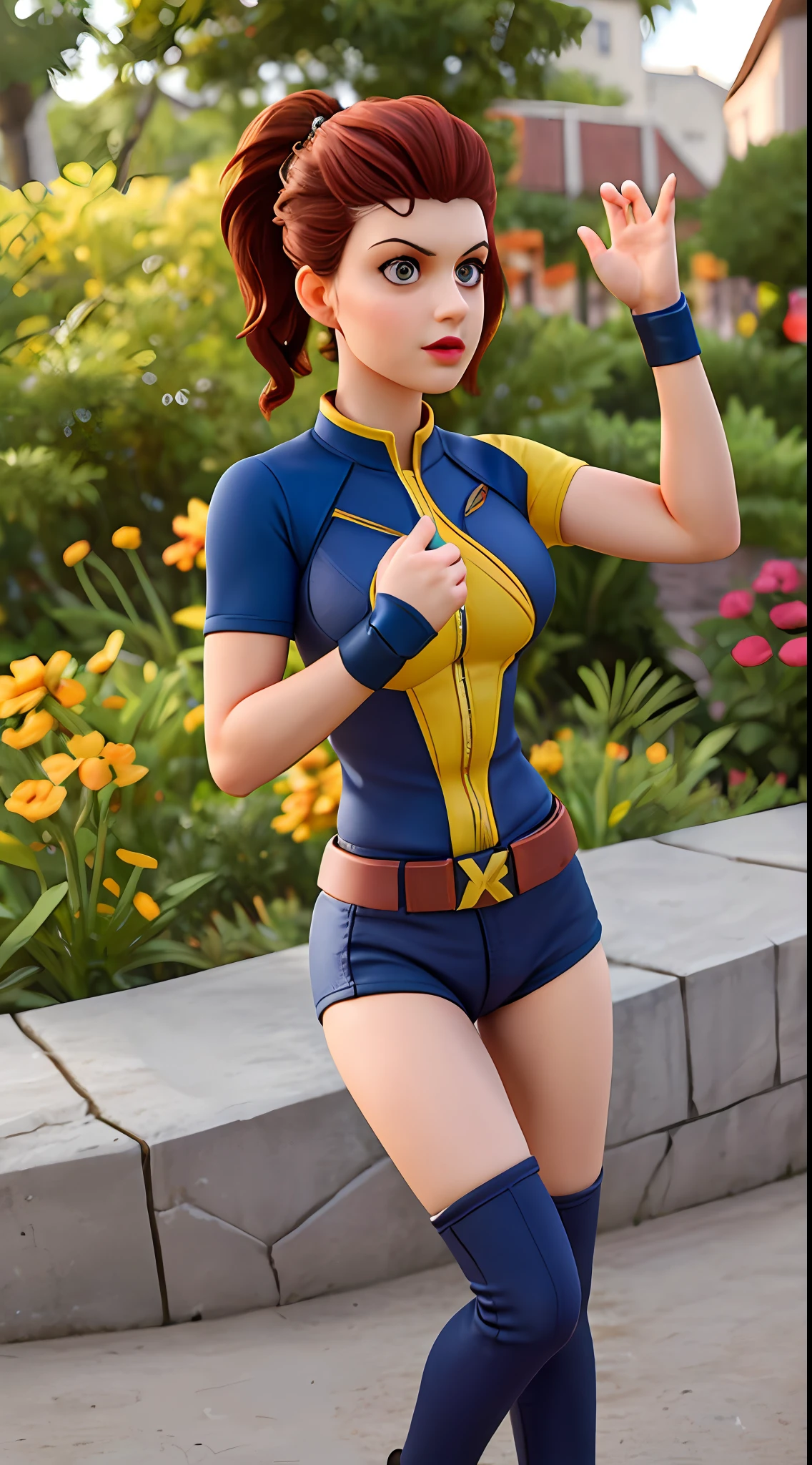 master part, best quality, intrincado, alta qualidade, Realistic, 1girl, Alexandra Daddario, Estilo Wolverine, Nice Wolverine girl, cabelos pretos, rabo de cavalo alto, diafragma, sexy, Nova Iorque, dynamic pose, Dynamic angle, belos olhos detalhados, Luminous arc reactor in the chest, potes de pimenta,