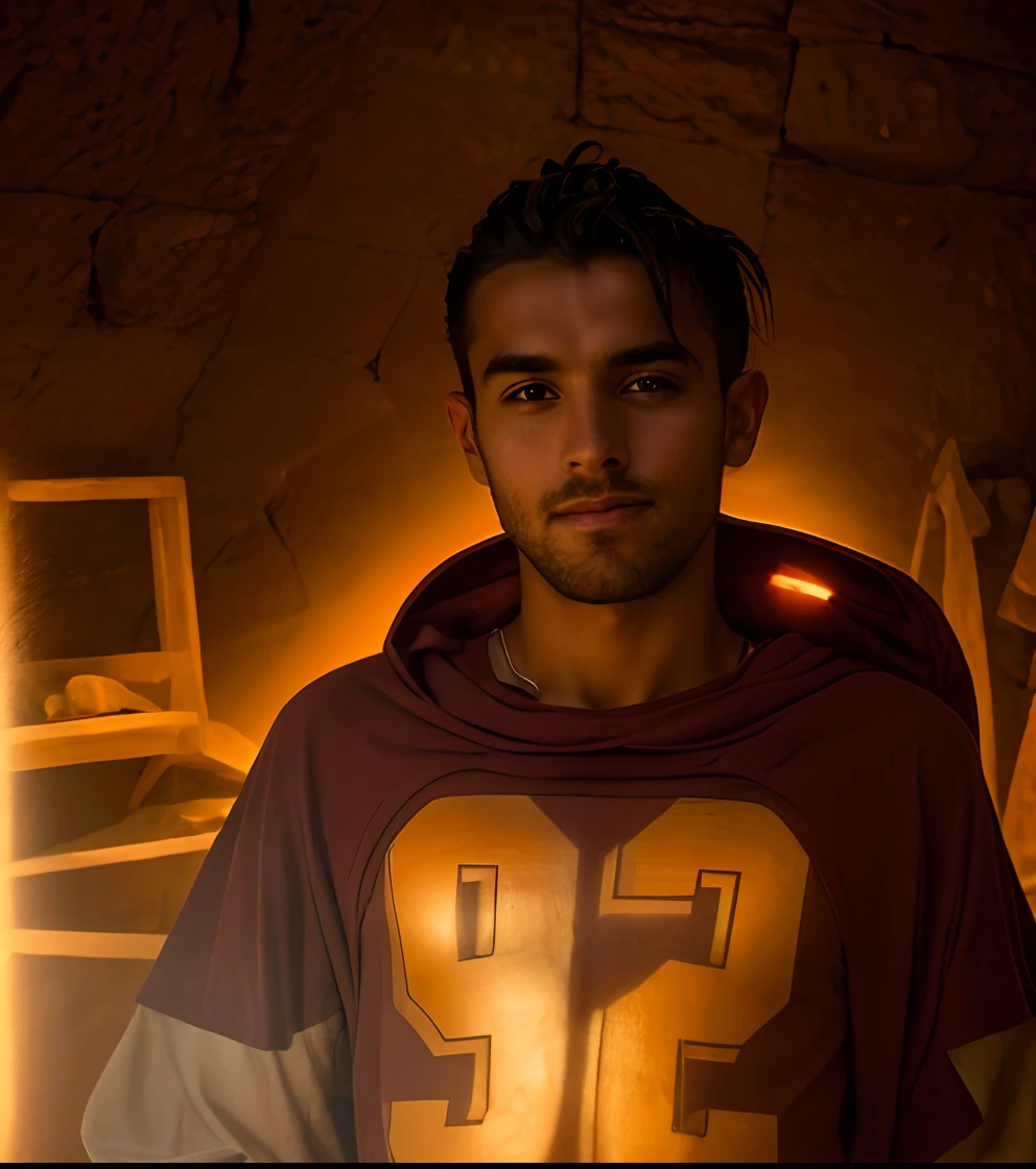 (absurdos, Altas, ultra detalhado), 1 masculino, young man, cabelos grisalhos, dramatic lighting, circunstanciado, master part, inside the ancient pyramid in the desert