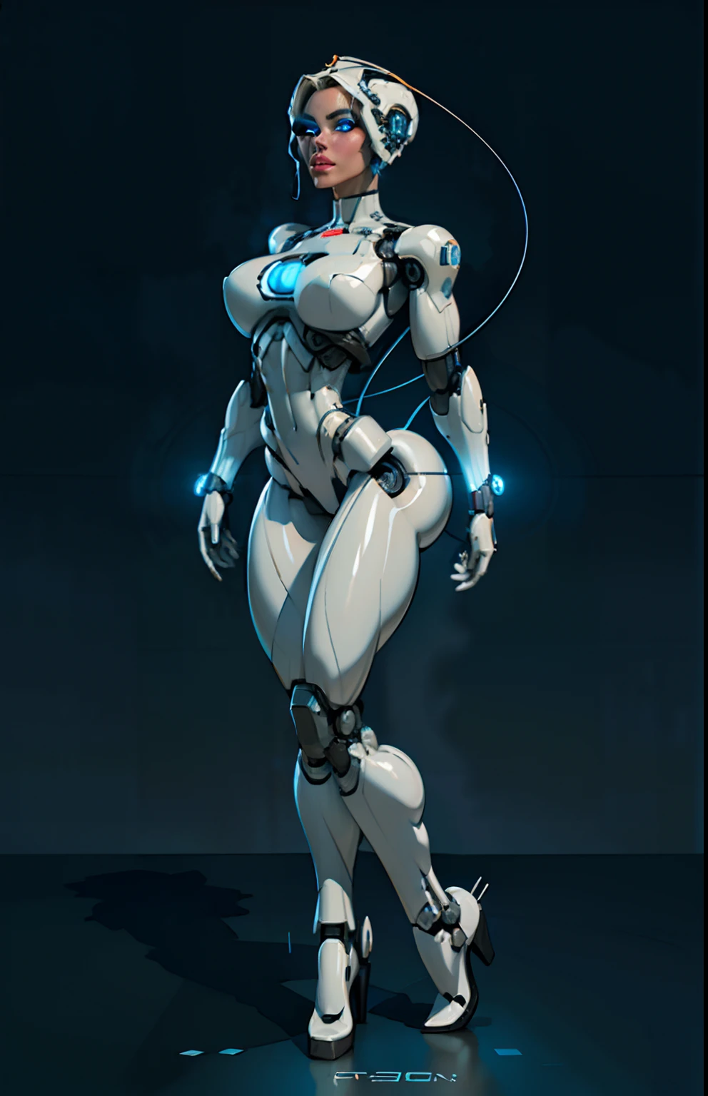 complex 3d render ultra detailed of a beautiful porcelain profile woman android face, cyborg, robotic parts, 150 mm, beautiful studio soft light, rim light, vibrant details, luxurious cyberpunk, lace, ((glowing blue eyes:1.5)), hyperrealistic, anatomical, facial muscles, cable electric wires, microchip, elegant, beautiful background, octane render, H. R. Giger style, 8k, best quality, masterpiece, illustration, an extremely delicate and beautiful, extremely detailed ,CG ,unity ,wallpaper, (realistic, photo-realistic:1.37),Amazing, finely detail, masterpiece,best quality,official art, extremely detailed CG unity 8k wallpaper, absurdres, incredibly absurdres,  robot, silver halmet, full body