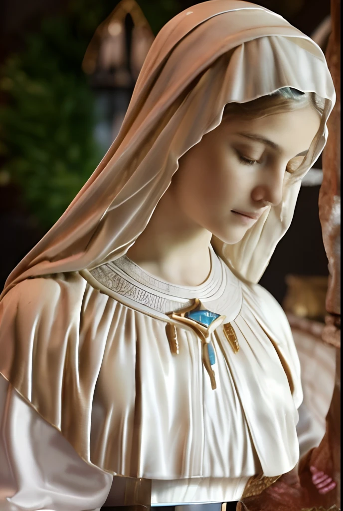 (((Blessed Virgin Mary and the Jesus. 19 years old))) ((( Con una cara seria y piadosa. Con una mirada dulce y tierna))) (obra maestra, calidad superior, mejor calidad, arte oficial, beautiful and aesthetic: 1.2), (1girl), extremadamente detallado, (Arte fractal: 1.3), colorido, highest detailed, Cara perfecta, parte superior del cuerpo, HDR, (orando: 1.3), (golden lines of white coat: 1.2), galaxia, (rayas de luz), eye-catching visuals, (dynamic stripes, senderos luminosos: 1.2), colores vibrantes,