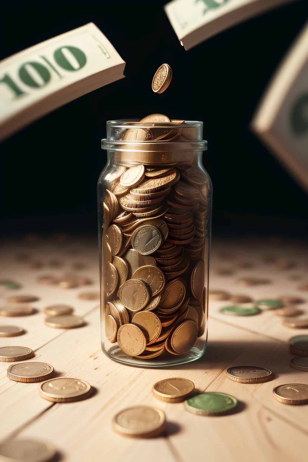 money coins falling