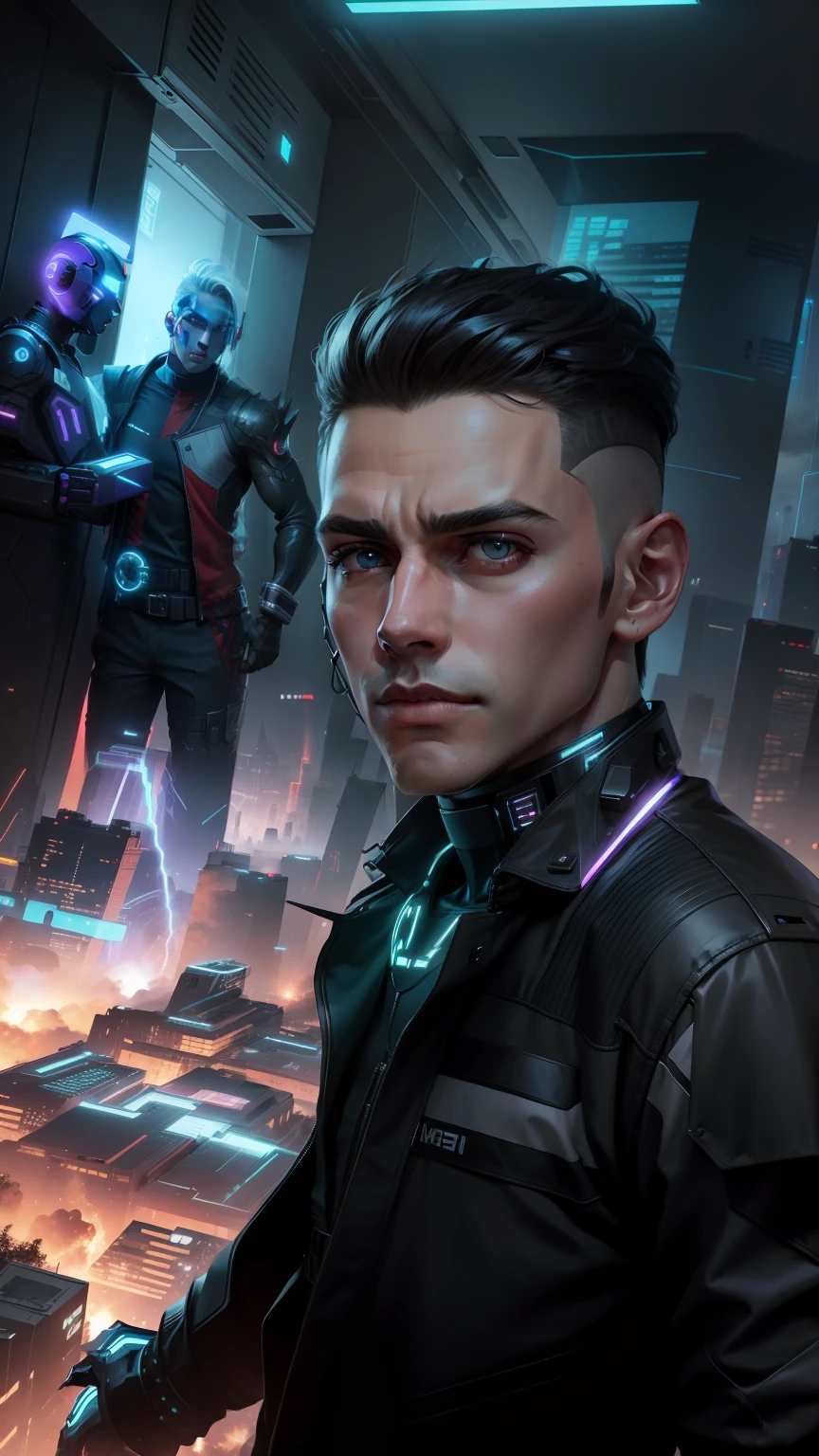 Change background cyber Punk handsome boy realistic face. 8k Ultra real estate