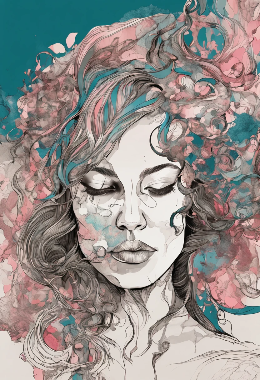 Arte de Alberto Seveso, Uma linda garota de olhos azuis cabelos longos cor de rosa com mechas azuis, (((de corpo inteiro))), usando uma roupa cor de rosa com detalhes em dourados em um belo cenario , em uma casa de campo ao por do sol, water ink,ethereal random color, Abstract alcoholic ink, e cores de fogo Estilos de arte, altamente detalhados, Luminous Studio graphics engine, Beautiful, symmetric, olhos castanhos altamente detalhados, rosto lindo altamente detalhado, dinamic pose, Beleza, extremamente lindo, Eletricidade Fogo em todo o universo no estilo de artistas como Russ Mills, Joana Martina, Guilherme Haenraets, Audrey Kawasaki. ultra detailed artistic photography. Ink Drink in water, pingos de respingos, textura de papel e sombreamento perfeito, with dramatic lighting. A arte deve ser centralizada, estilizada e elaborada. rendered in 8K resolution for high-quality detail, arts station, illustration, altamente detalhado, Perfect cinematic soft volumetric natural light, Intrincado