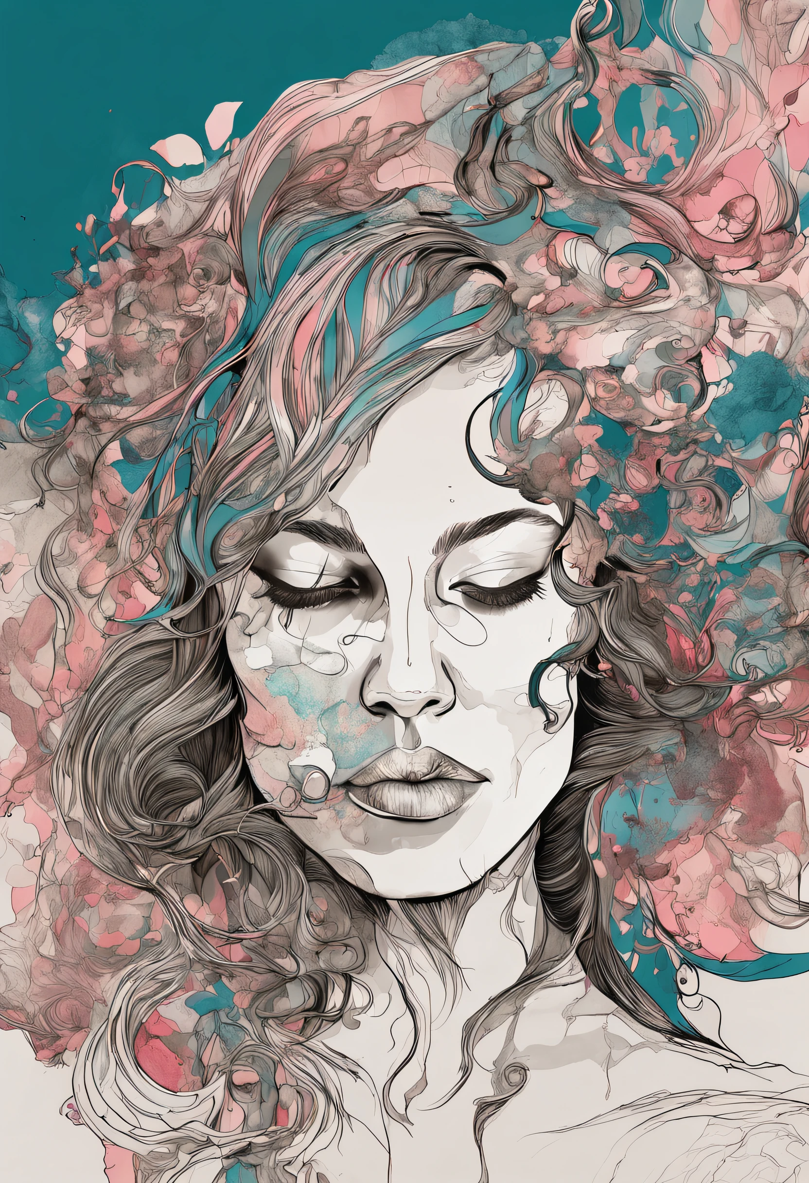 Arte de Alberto Seveso, Uma linda garota de olhos azuis cabelos longos cor de rosa com mechas azuis, (((de corpo inteiro))), usando uma roupa cor de rosa com detalhes em dourados em um belo cenario , em uma casa de campo ao por do sol, water ink,ethereal random color, Abstract alcoholic ink, e cores de fogo Estilos de arte, altamente detalhados, Luminous Studio graphics engine, Beautiful, symmetric, olhos castanhos altamente detalhados, rosto lindo altamente detalhado, dinamic pose, Beleza, extremamente lindo, Eletricidade Fogo em todo o universo no estilo de artistas como Russ Mills, Joana Martina, Guilherme Haenraets, Audrey Kawasaki. ultra detailed artistic photography. Ink Drink in water, pingos de respingos, textura de papel e sombreamento perfeito, with dramatic lighting. A arte deve ser centralizada, estilizada e elaborada. rendered in 8K resolution for high-quality detail, arts station, illustration, altamente detalhado, Perfect cinematic soft volumetric natural light, Intrincado