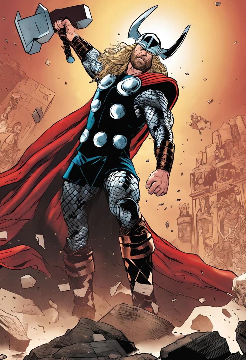 Thor da marvel, empunhando o martelo