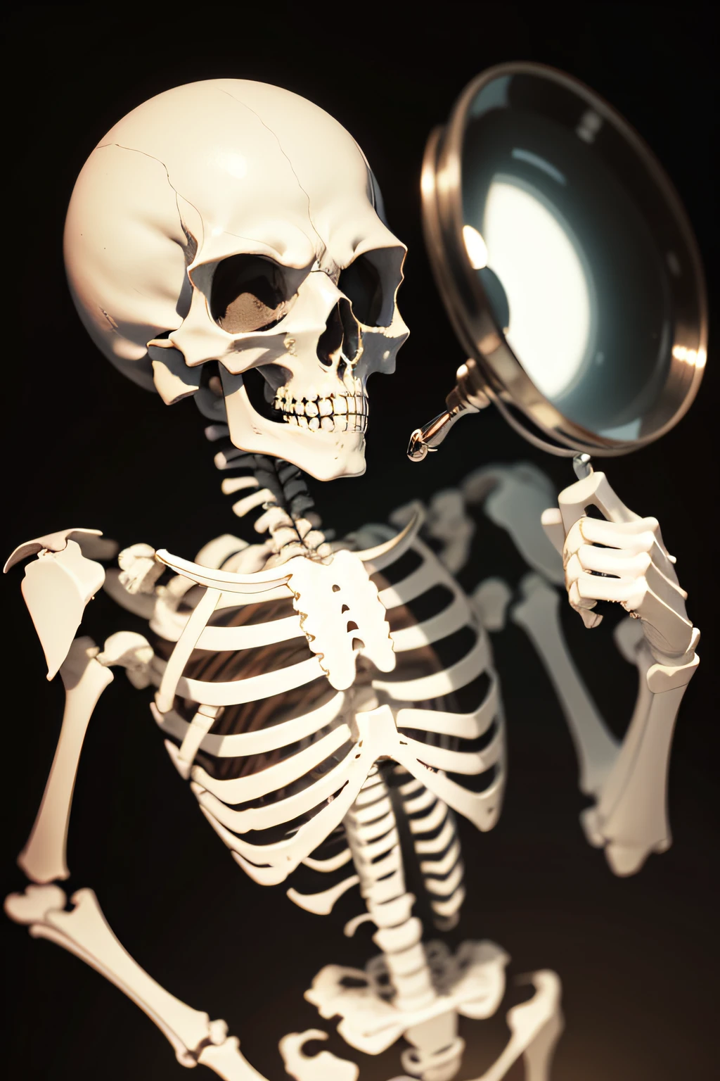 Make a skeleton with a magnifying glass in his hand