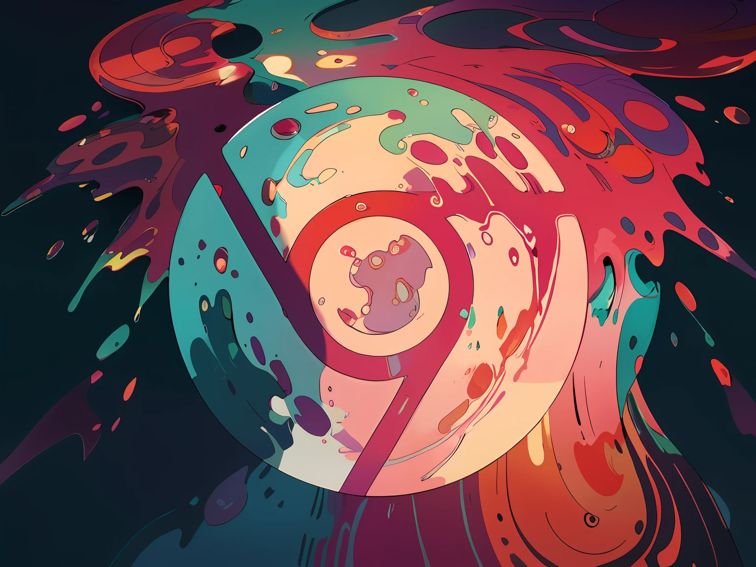Octane Render Of Logo Style Album Cover, (Multi Colour Liquid Dripping Background There:1.2) Ultra Details, Hyper Details, Intricate, Elegant, Art Style