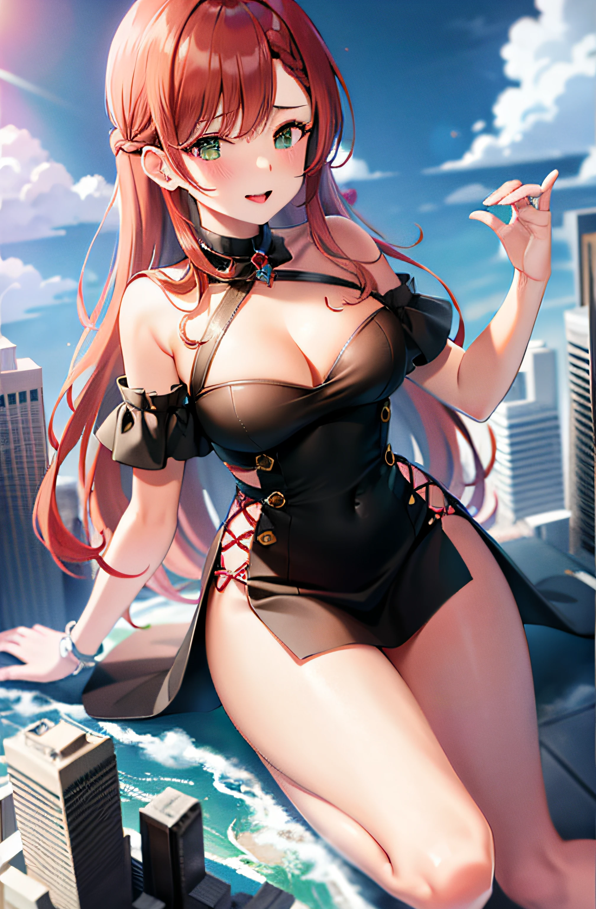 best quality, ultra high res, 1girl, redhair, yandere