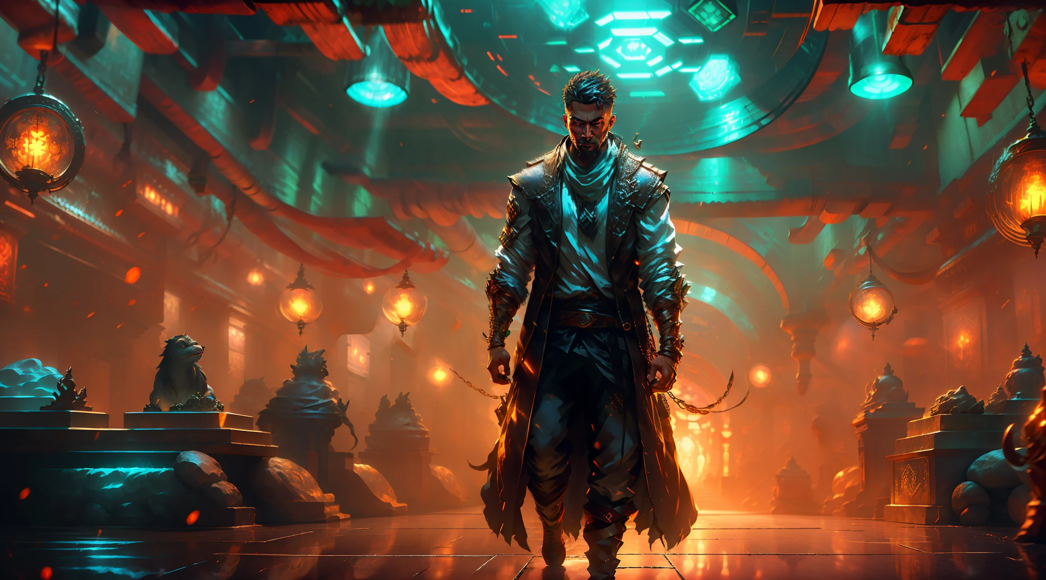 In a dimly lit underground vault, a man finds himself surrounded by the cold steel walls of a bank vault. The air is tinged with the faint scent of metal and dust, and a low hum of ventilation provides the only constant sound. Stacks of currency, both crisp bills and weathered notes, lay strewn across the floor, creating an opulent mosaic of wealth at his feet. The flickering light from an overhead bulb casts eerie shadows across the room, giving the scene an almost surreal quality.
Against one wall, towering shelves stretch upward, their polished surfaces gleaming like mirrors. These shelves are lined with neat rows of safety deposit boxes, each door sporting a unique combination of numbers and letters. Some of the boxes stand open, revealing their contents—diamond-studded watches, glinting gold bars, and precious gemstones that catch the light and send colorful reflections dancing around the room.
The man's footsteps echo as he paces among the riches, his fingers brushing against the cool, smooth edges of the money stacks. The crisp notes crinkle faintly beneath his touch, a tangible reminder of the overwhelming fortune surrounding him. A leather duffle bag sits discarded on the ground, its zipper half-open as if it couldn't contain the sheer abundance of wealth it was meant to hold.
As the man moves, his gaze is drawn to a heavy steel door on the far side of the room. It stands slightly ajar, revealing a tantalizing glimpse of the vault's entrance—an imposing circular door with intricate gears and locking mechanisms. The vault's history is palpable, its weighty presence evoking both the security and secrecy it was designed to uphold.
In this surreal tableau, the man's emotions are a mix of awe, excitement, and perhaps a hint of trepidation. He stands alone within this haven of riches, a modern-day Midas with the world's wealth at his fingertips, yet surrounded by the very symbols of security that keep it all confined, in a modern bank.