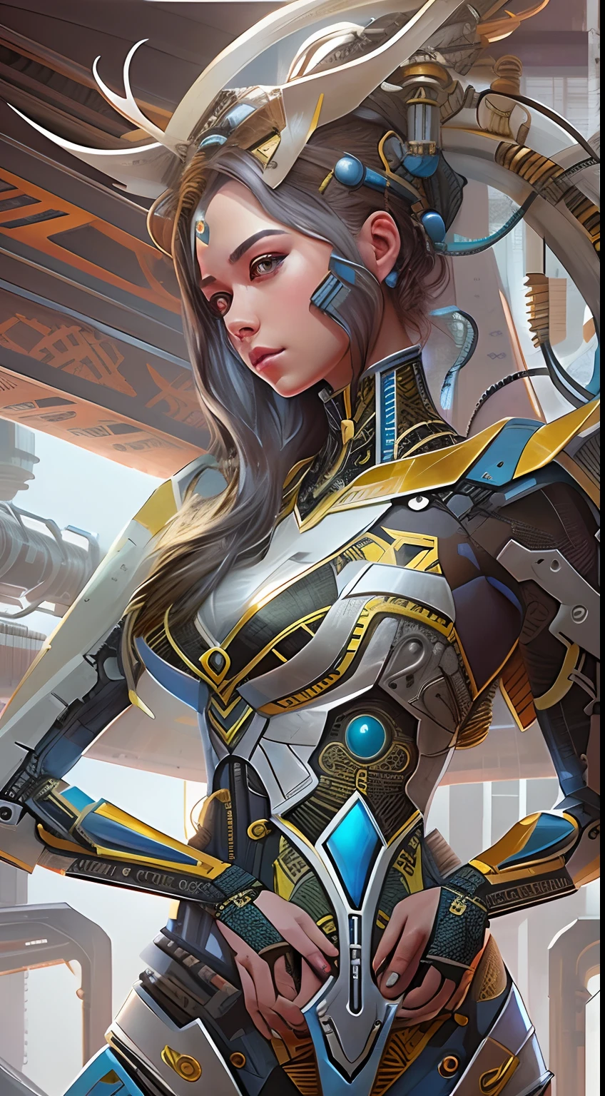 symmetry!! portrait of cyberpunk alien empress goddess mecha in the style of horizon zero dawn, machine face, intricate, elegant, highly detailed, digital painting, artstation, concept art, smooth, sharp focus, illustration, art by artgerm and greg rutkowski and alphonse mucha, 8k
