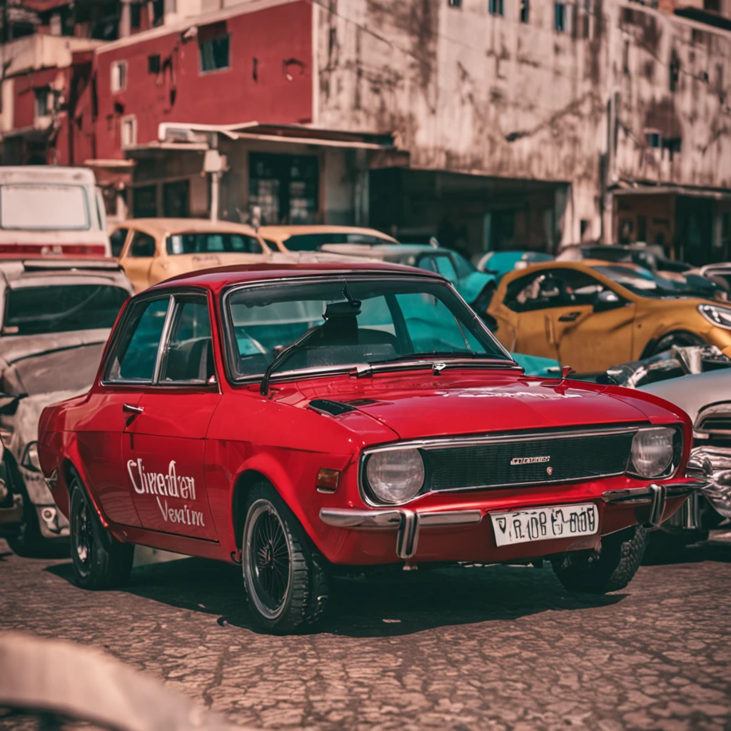 um carro vermelho esportivo na cidade