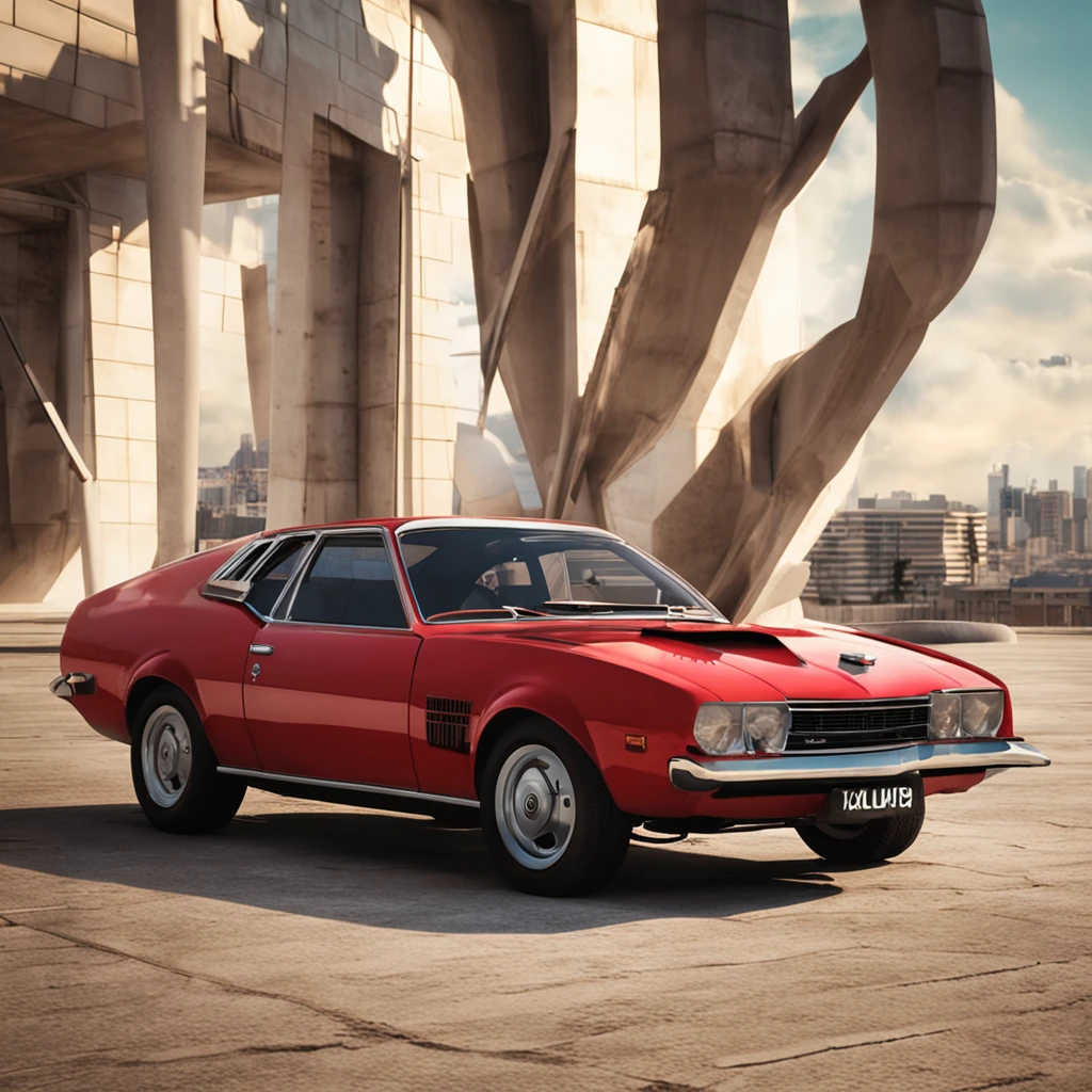 um carro vermelho esportivo na cidade