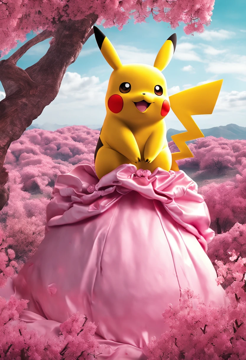 pikachu in a pink ball gown