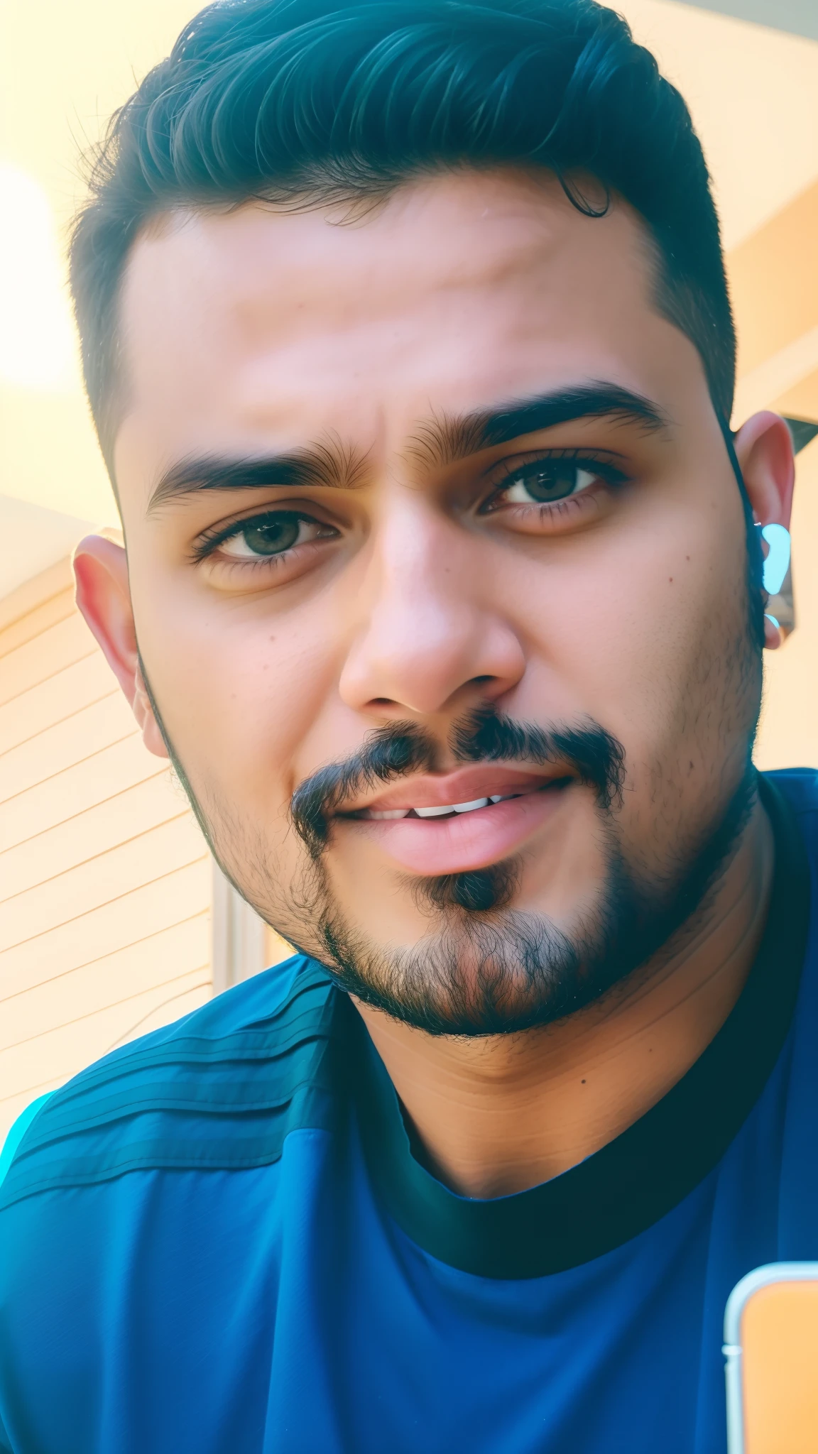 there is a man with a beard and a blue shirt, facebook post, reddit post, jayison devadas, riyahd cassiem, mohamed chahin, profile pic, ash thorp khyzyl saleem, vinayak, kyza saleem, good looking face, selfie photo, uploaded, profile image, headshot profile picture, profile shot