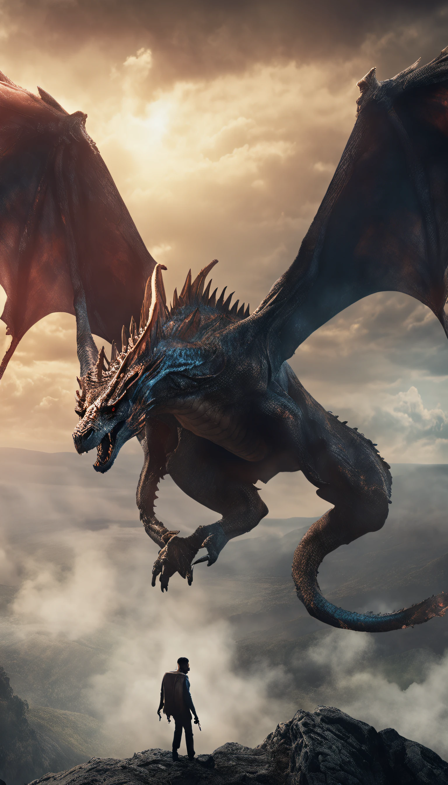 Os morcegos, dragon wings, atmosfera sombria e misteriosa, em, high-quality illustration, incrivelmente detalhado, cores vivas, textures true to reality, dramatic lighting effects, ema strong expression of the characters, dynamic movements, Atmosfera desoladora, Emotions at your fingertips