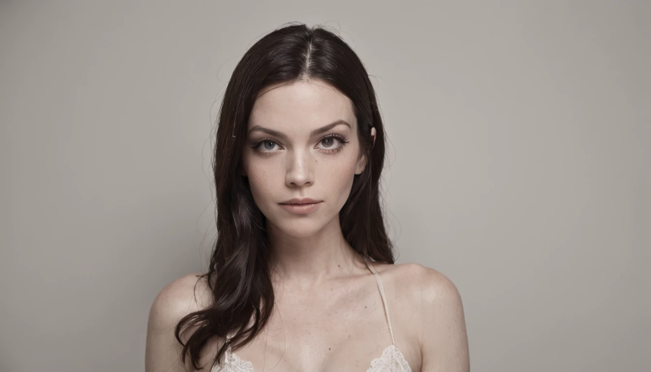 Auto retrato de corpo inteiro, de uma jovem mulher, de 29 anos, (((vestindo roupas curtas ((corpo tatuado))), (inspirado em garotas Suicide Girls:1.3), como Laura Prepon, ((em um quarto, with several posters pasted on the wall)), Autorretrato realista, 8k UHD, DSLR, grain of film, (fotorrealista:1.5)