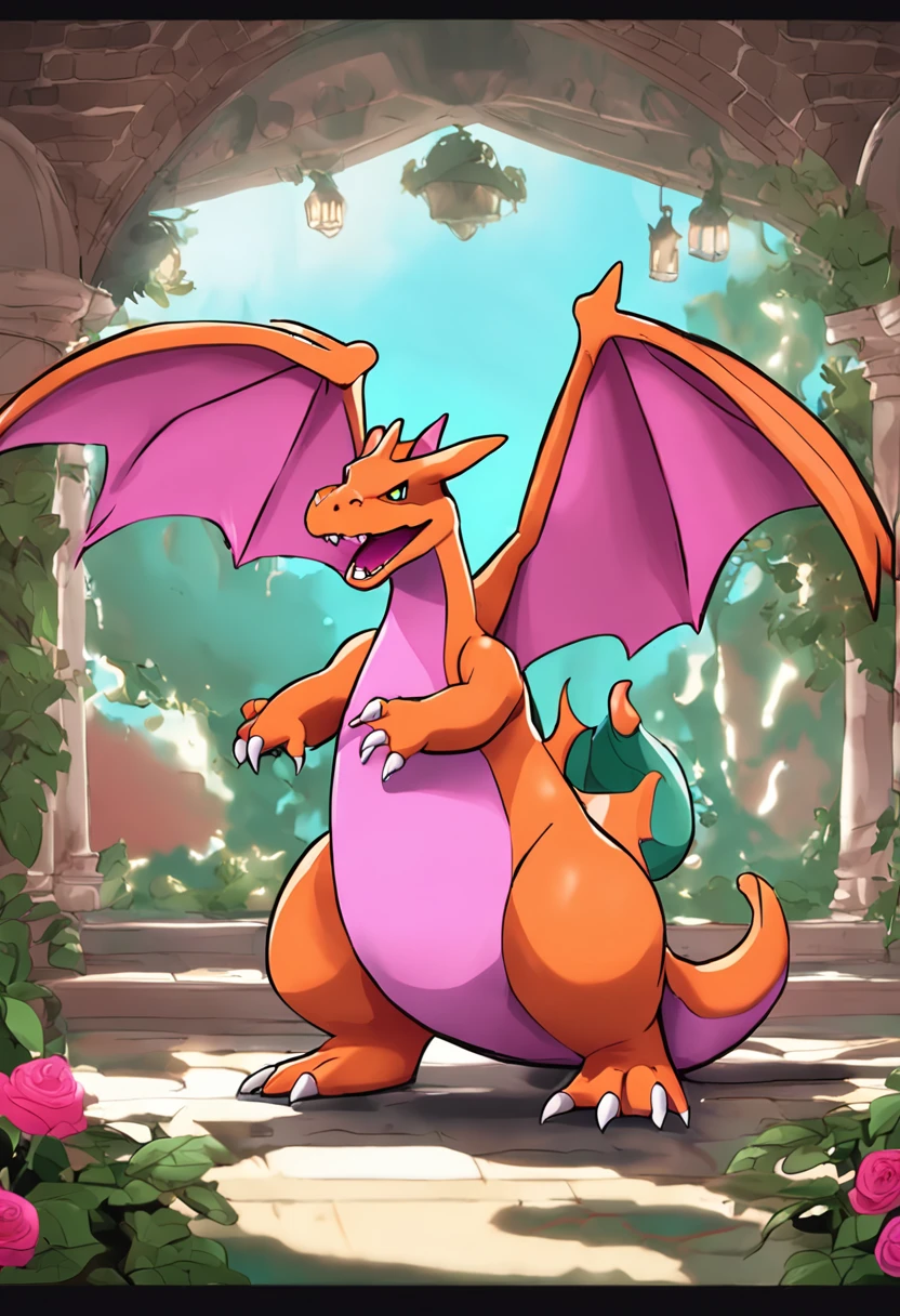 (feral:1.2),(espinas:1.3),hi res, cel shading, rim lighting, anime, ((by Dacad, plattyneko, nikkibunn, daftpatriot)),detailed background,outdoors,forest,sharp teeth,winged arms,tail,yellow eyes,black scolera,standing on hind legs,2 wings,nose horn, (((huge penis, thick penis, long penis, huge balls, saggy balls, hyper balls))) foreskin, monster hunter, [dragon], wet, (((huge orgasm, leaking precum, precum, excessive precum, precum spurt))), (hunched over, theropod, membrane wings), toony, ((cute face, large detailed eyes, big smile, looking pleasured))
