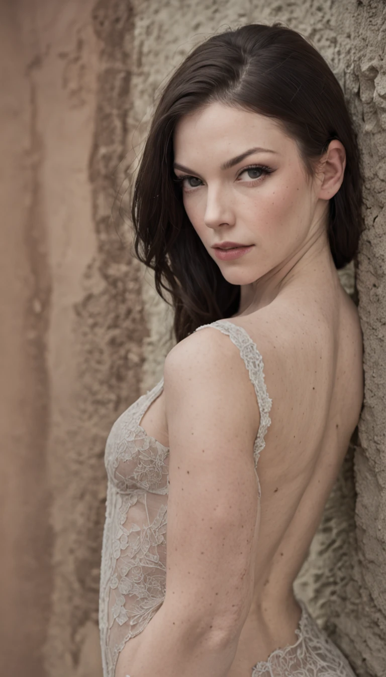 Auto retrato de corpo inteiro, de uma jovem mulher, de 29 anos, (((vestindo roupas curtas ((corpo tatuado))), (inspirado em garotas Suicide Girls:1.3), como Laura Prepon, ((em um quarto, with several posters pasted on the wall)), Autorretrato realista, 8k UHD, DSLR, grain of film, (fotorrealista:1.5)