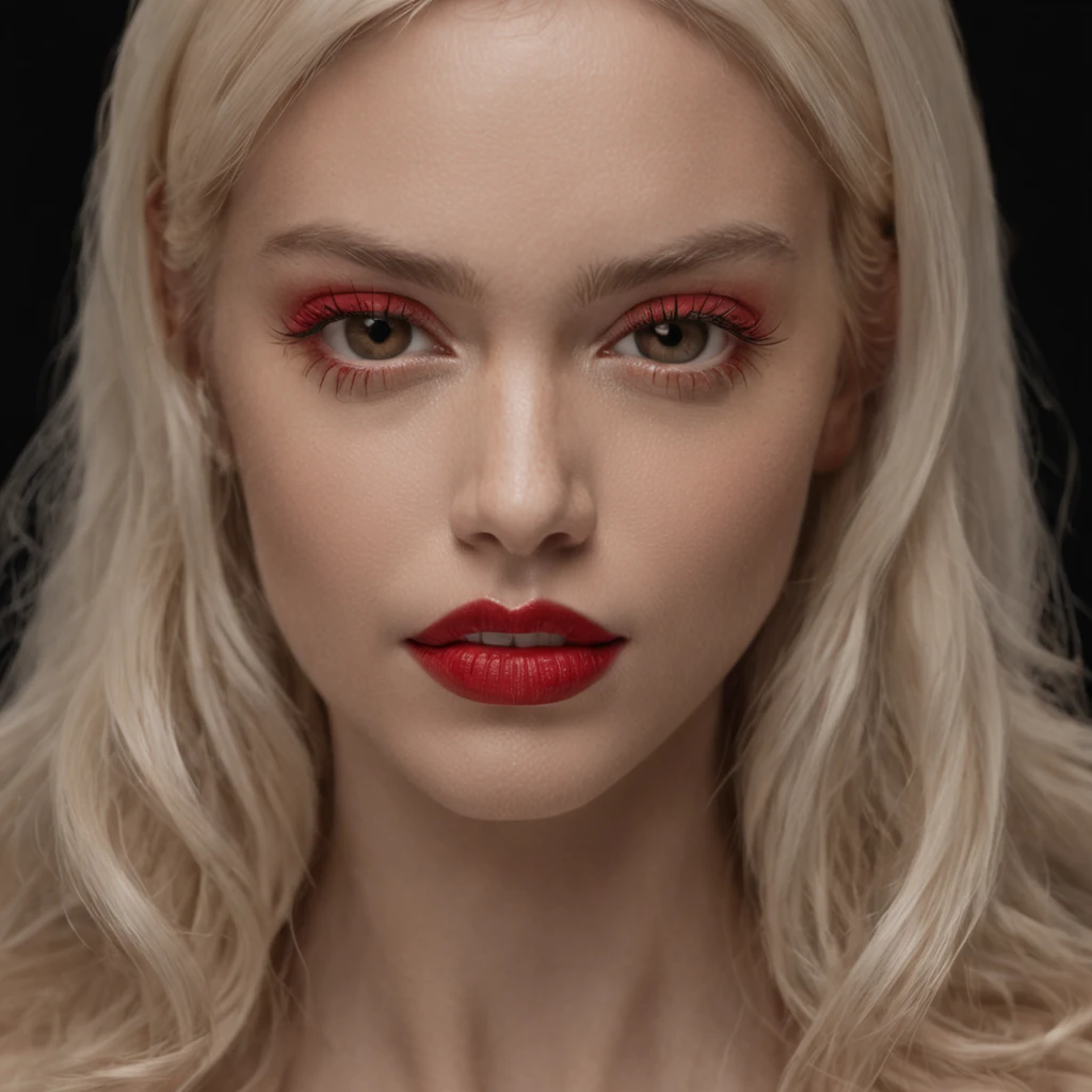 fashion photo of a beautiful woman perfect face symmetrical super blonde model in ciBernetic suit, "red lips" e preto, alta moda , perfect composition, Bonito, detalhado, intrincado, Intricate octane render trend in Artstation, 8 k artistic photography, arte conceitual fotorrealista, soft natural volumetric cinematic perfect light, Chiaroscuro, Fotografia premiada, master part, oil on the canvas, Raphael, Caravaggio, Greg Rutkoemski, Bipe, Beksinski, Giger ::n_ moldura de tela, Cartoon, ..3d, ((Desfigurado)), ((arte ruim)), ((Deformado)), ((memBros extras)), ((fechar para cima)), ((B&em)), cores estranhas, Blurry, (((duplicar))), ((morbid)), ((Mutilado)), [fora do quadro], dedos extras, Mutated hands, ((badly drawn hands)), ((rosto mal desenhado)), (((mutation))), (((Deformado))), ((feio)), Blurry, ((anatomia ruim)), (((Bad proportions))), ((memBros extras)), rosto clonado, (((Desfigurado))), fora do quadro, feio, memBros extras, (anatomia ruim), gross proportions, (memBros malformados), ((Missing arms)), ((pernas ausentes)), (((extra arms))), (((pernas extras))), Mutated hands, (dedos fundidos), (muitos dedos), (((long neck))), Photoshop, Video game, feio, Telha, badly drawn hands, poorly drawn feet, rosto mal desenhado, fora do quadro, mutation, Mutante, memBros extras, pernas extras, extra arms, Desfigurado, Deformado, olho cruzado, Corpo fora do quadro, Blurry, arte ruim, anatomia ruim, 3D-rendering, assinatura, watermark, user name, ((((Asian)))), feio, Deformado, ruidoso, Blurry, Distorcido, Granulado