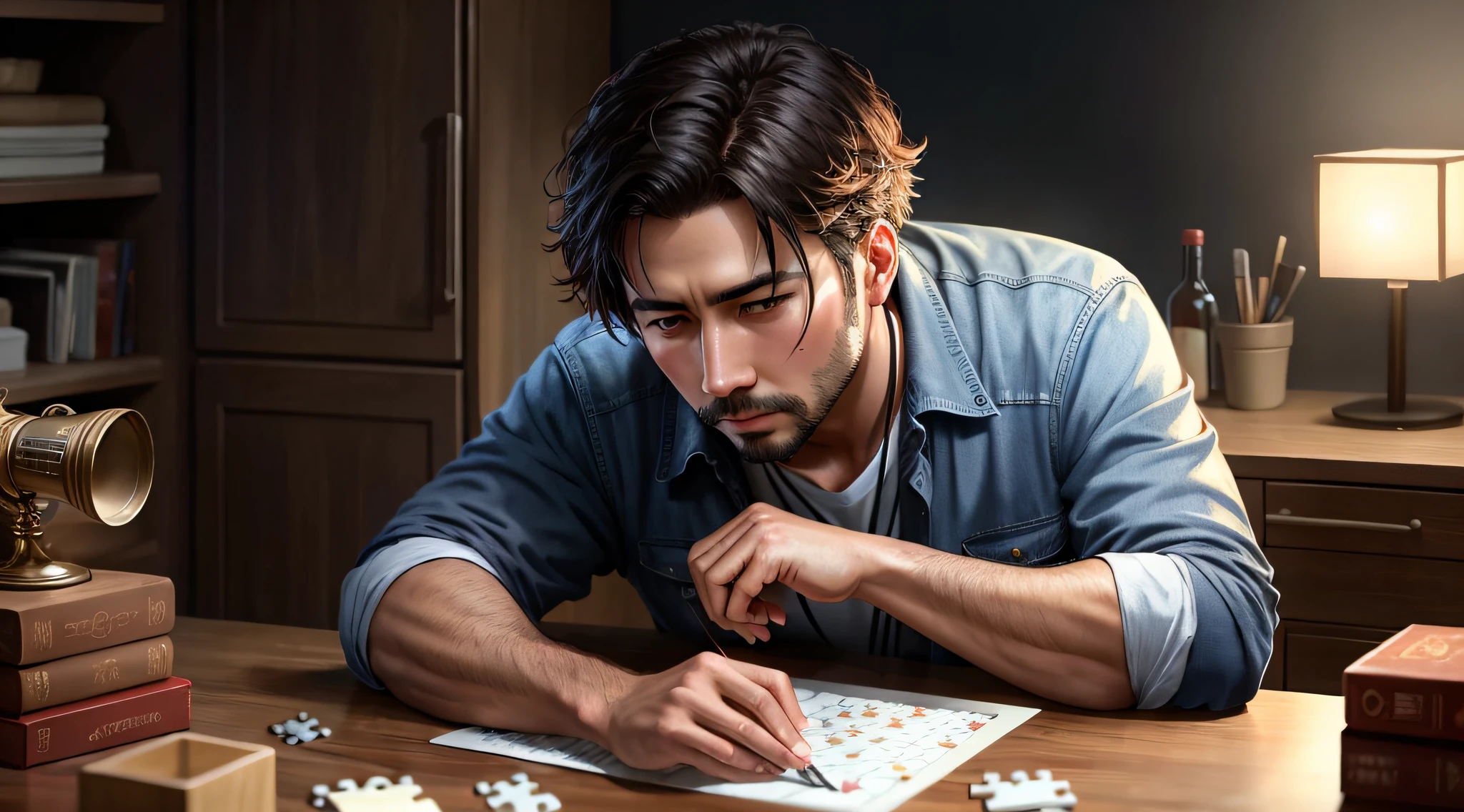 One Man Puzzle, Realistic, 8k