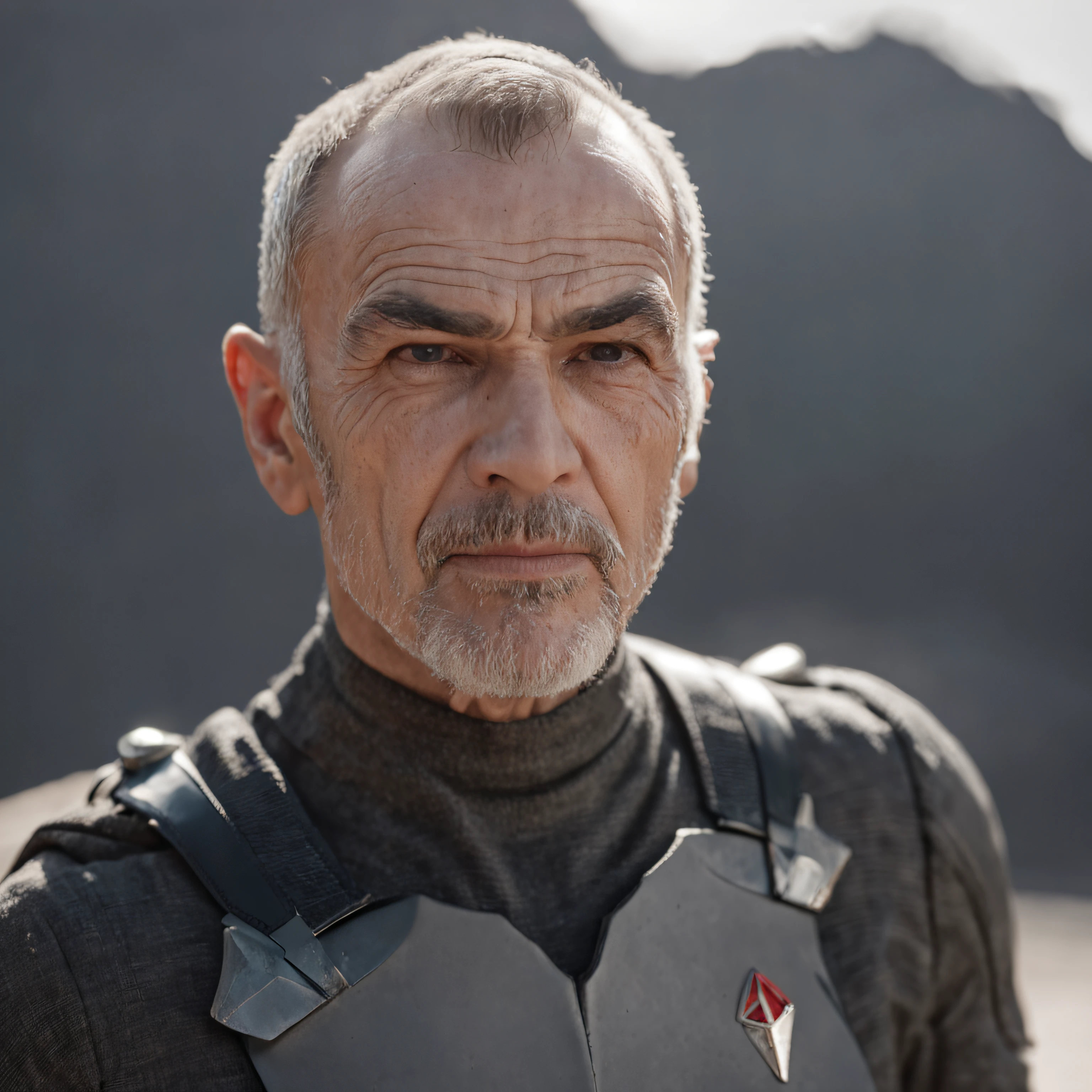 30 year old man (Sean Connery), star trek inspired, futuristic environment, high detail, dynamic pose, dynamic angled view, action scene