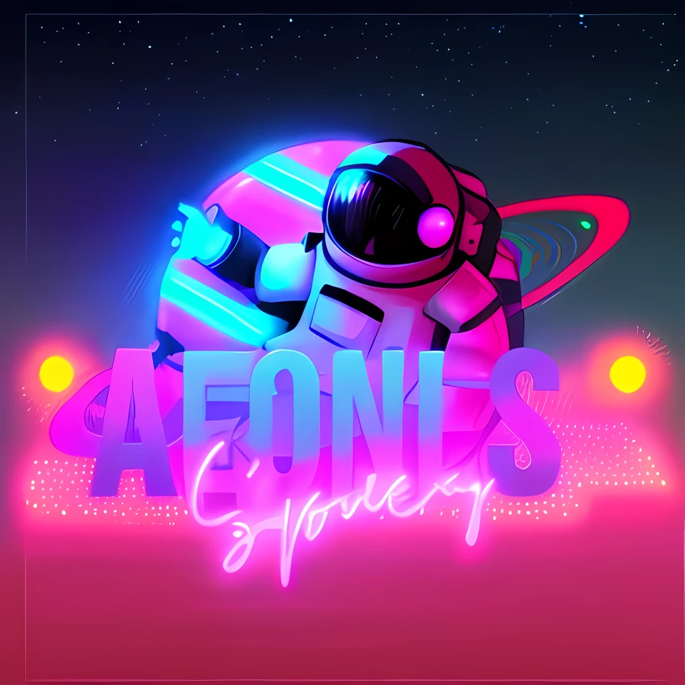 a closeup of a neon sign with a spaceman in the background, lonely astronaut, space theme, 80's alien technology, ele sozinho, soio, neon estilizado, space, estilo de arte Synthwave ]!!, space themed, estilo de arte Synthwave, logotipo do jogo, [ estilo de arte Synthwave ]!!, tudo sozinho, (Synthwave)
