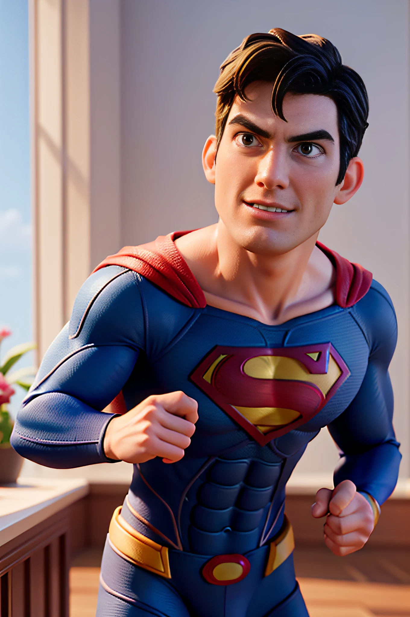 close up, homem, superman, pixar, 3d, renderizado, alto detalhe, personagem, unreal engine, super detalhado, retrato, olhando para a camera