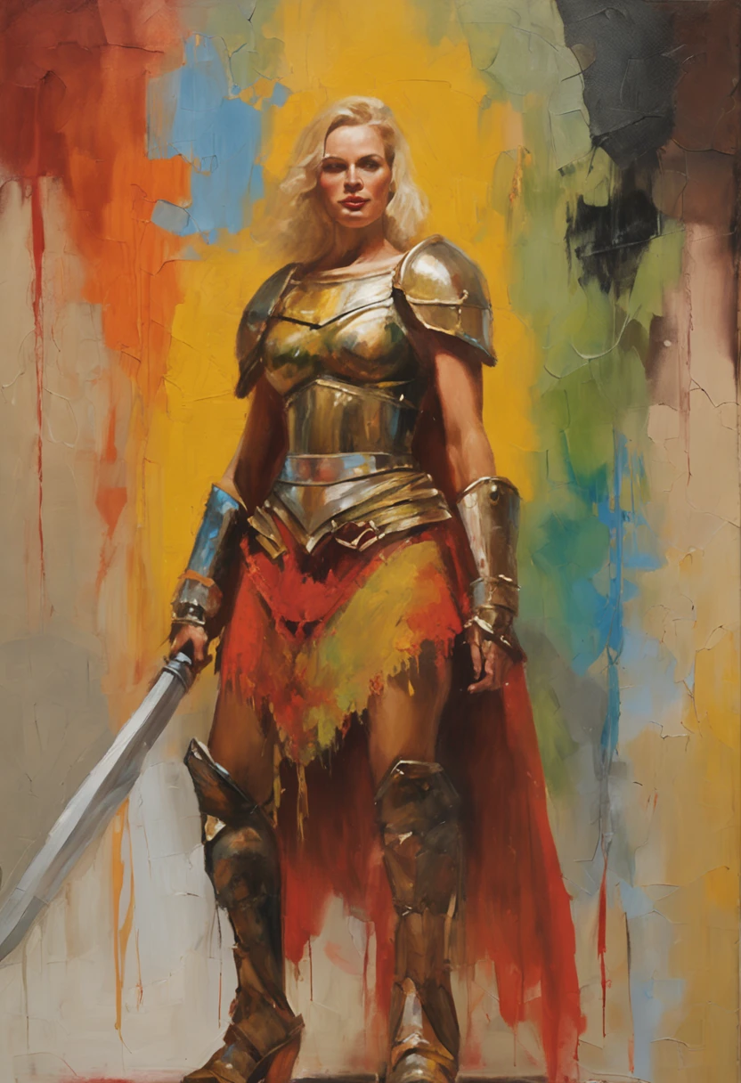 Apenas a [1 woman] , sex, blonde hair, giant chest, (chiselled abdomen), (dark skin), ( armor), inside a castle