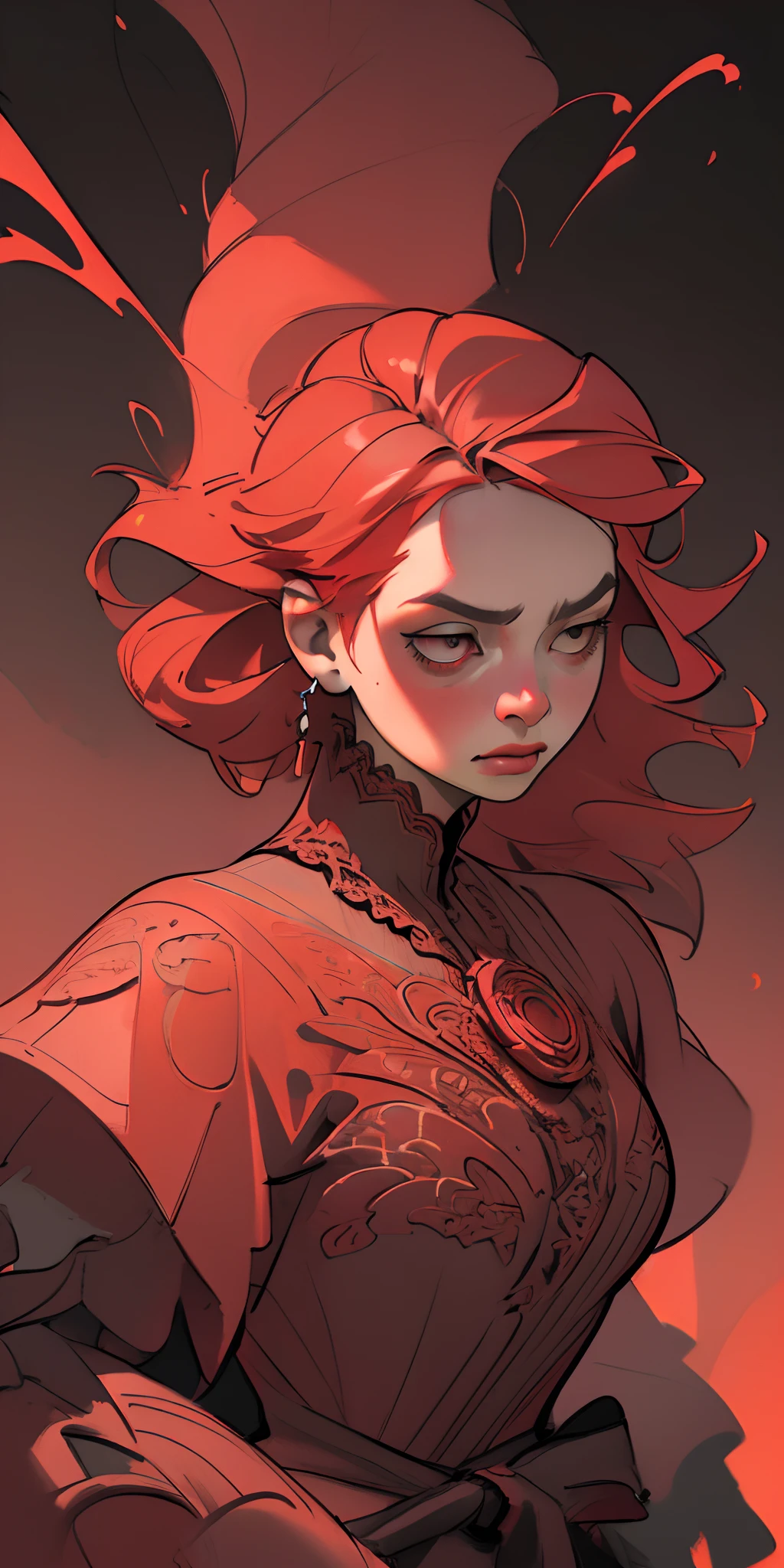 lady in red, colorful charcoal sketch, detailed, rich colors, realistic style, dynamic background, hyperrealistic, detailed, intricate details, HDR, 16K, saturated tones,