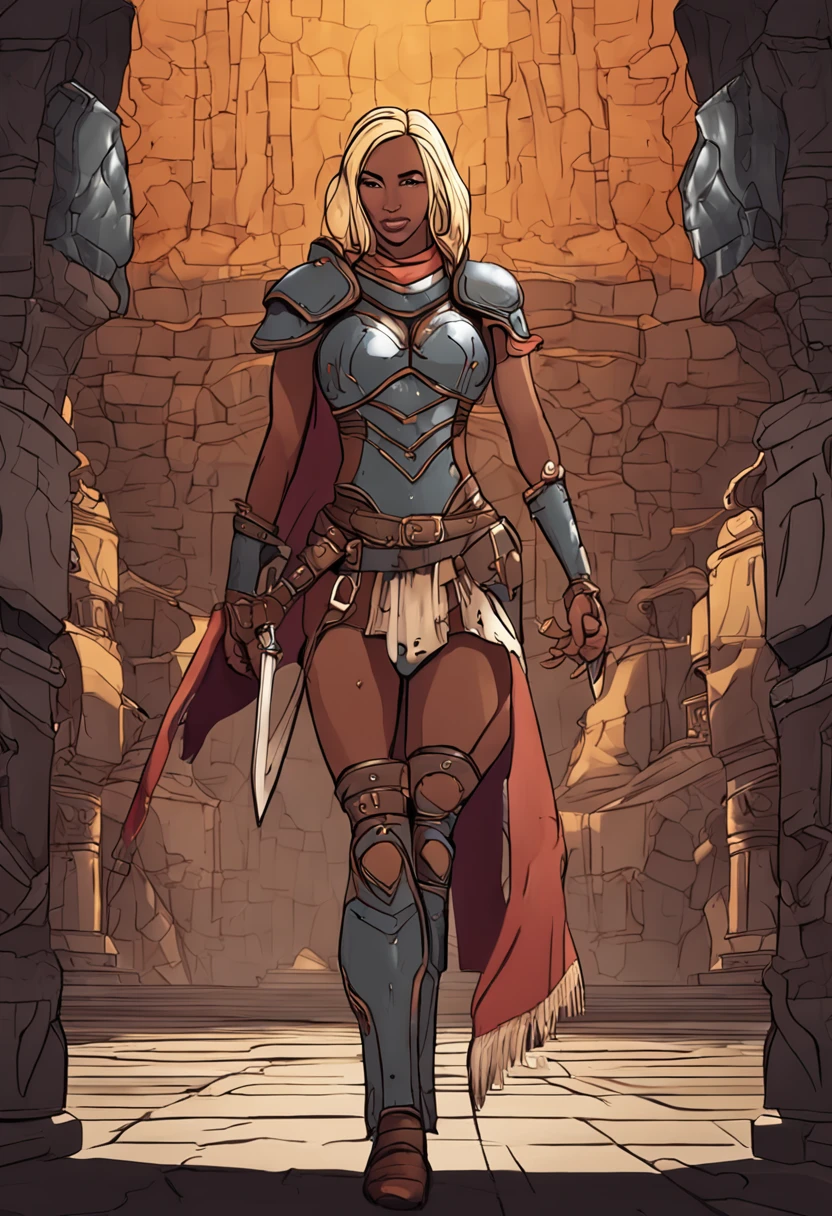 (((black skinned female warrior))), dynamic pose, wearing Victorian era armor, ((background: a sky full of clouds))