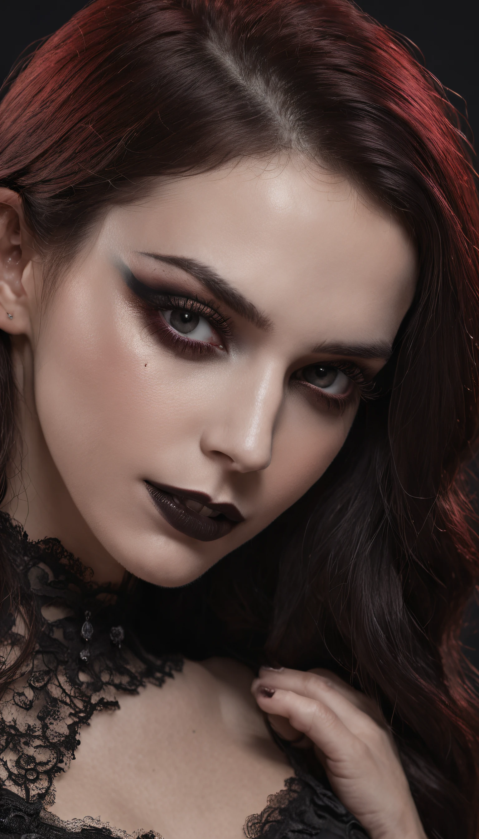 master part, extremely high quality, HD 8K, 1 menina vampira, atmosfera assustadora, lo gothic, boca aberta, dentes de vampiro, olhos vermelhos
,(obra-prima premiada , best quality:1. 2) , Christian Vampiro Zumbi, Rosto detalhado , Olhos cinzentos, cinemactic , Gloomy Illumination, aesthetics of horror, ambiente altamente detalhado, 16k, UHD, HDR, (master part:1. 5), (best quality:1. 5)