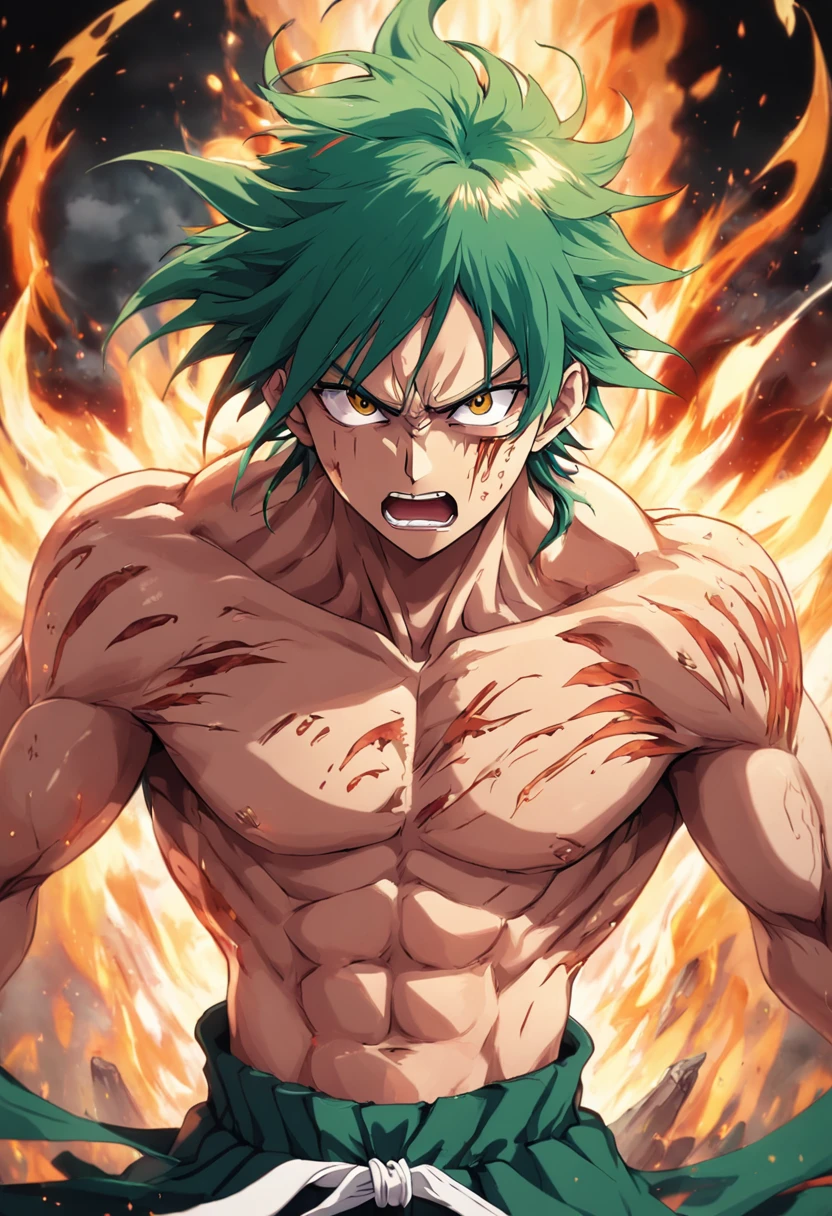 Design a gripping poster featuring Nelliel from "Bleach" in a fit of rage. Capture the essence of his burning determination and unyielding spirit as he unleashes his wrath upon his enemies. Keep it short, bold, and intense to convey the raw power of Luffy's anger.