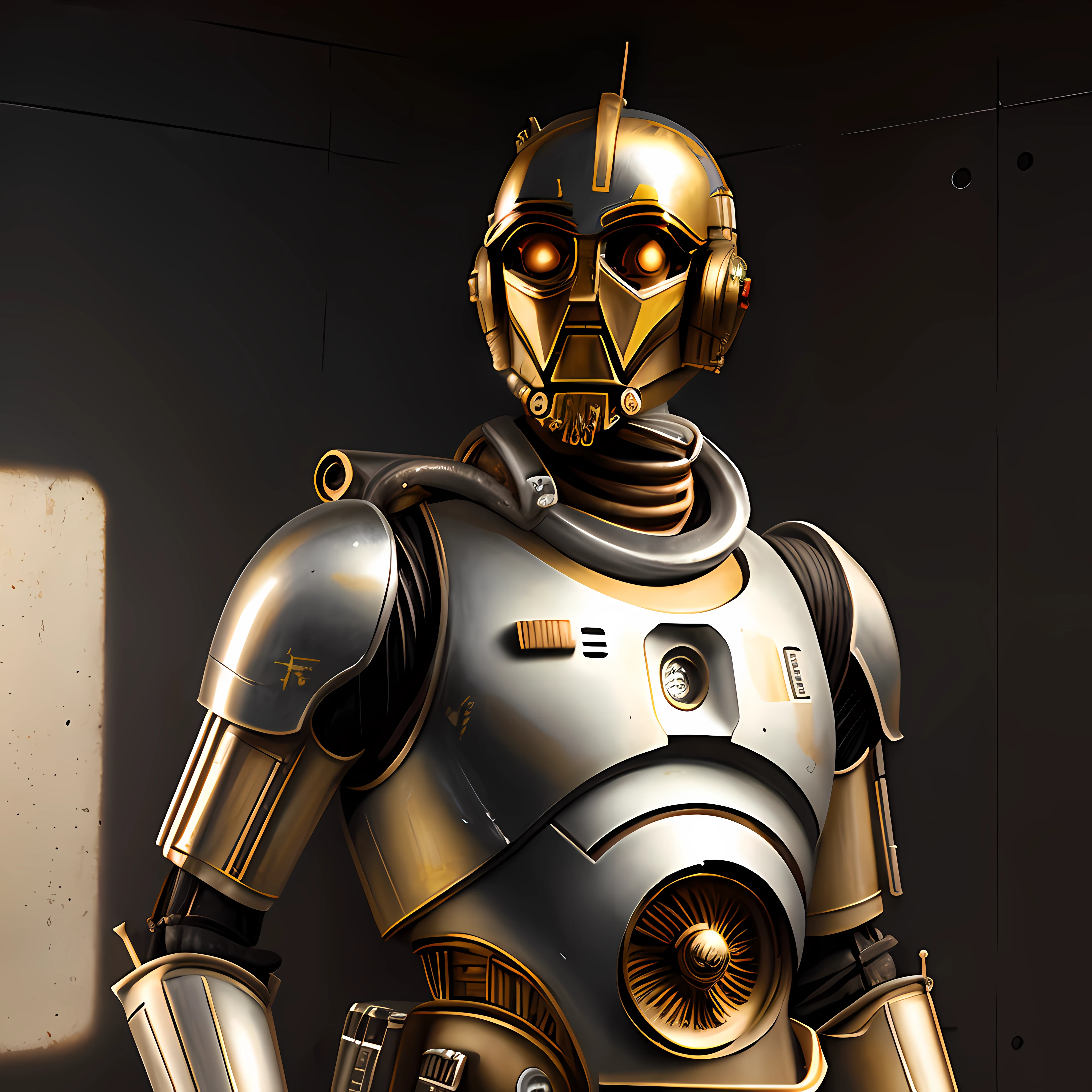 (( c3po, c3po star wars))), star wars art, (((star wars franchise))), Lucas film, George lucas art, (((white painted))) (((droid, rust and metal scratches, realistic light metal reflections, ambien occlusion, shiny metal texture, realistic plastic texture))), original c3po head, original c3po face, inspirado em Star wars , (((gunslinger loadout: (mercenary style), cinematic pose holding a laser pistol))),((head: c3po's face texture, c3po's head)) detalhada em 4k, painterly humanoid mecha, ultra detalhada, foto conceitual digital de alta qualidade, cybernetic and highly detailed, Mecanica details, artstation, detailed body parts, beautiful robot character design, 8 k arte conceitual de alto detalhe, arte conceitual digital detalhada,