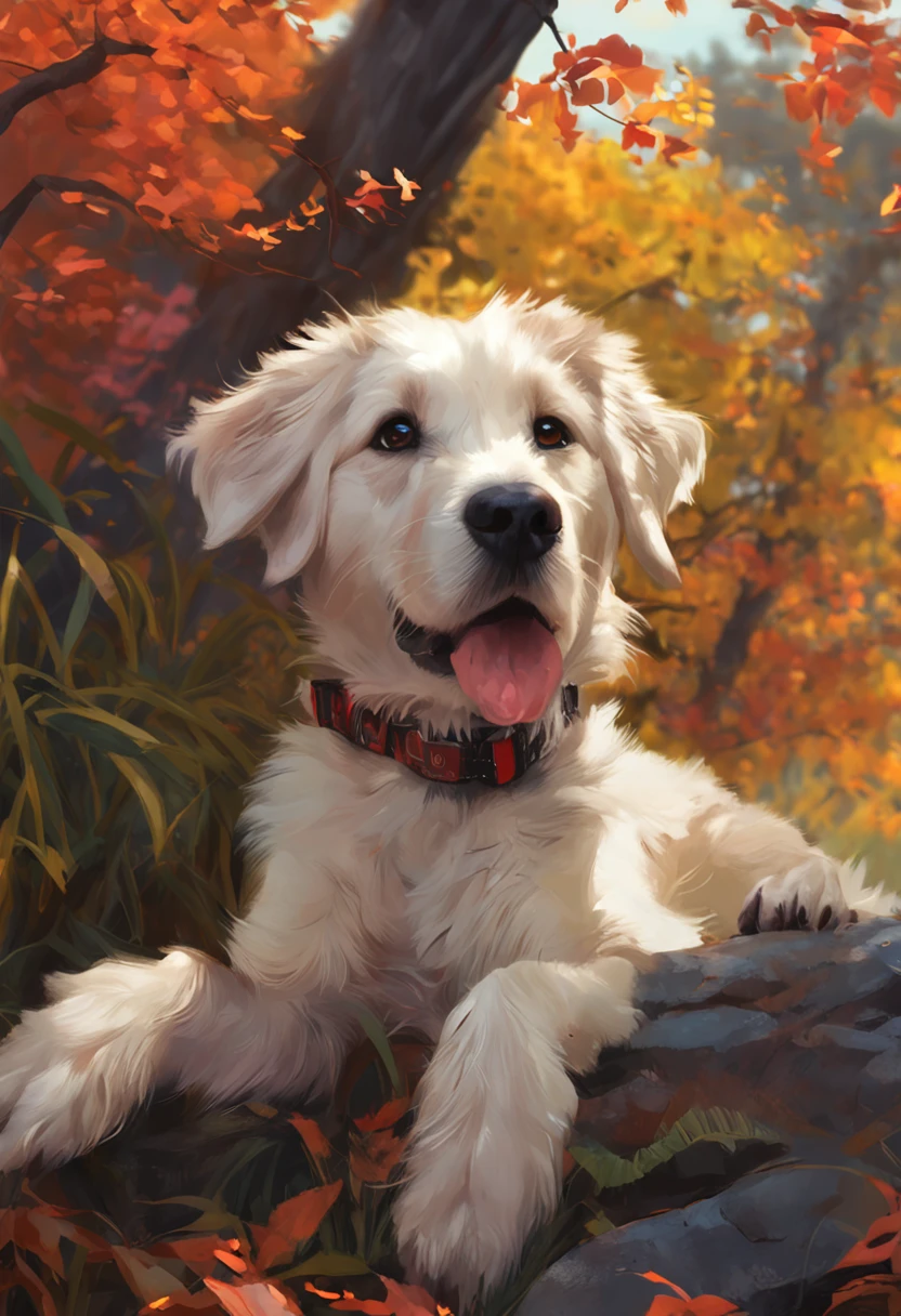 Dog boy anime oil painting