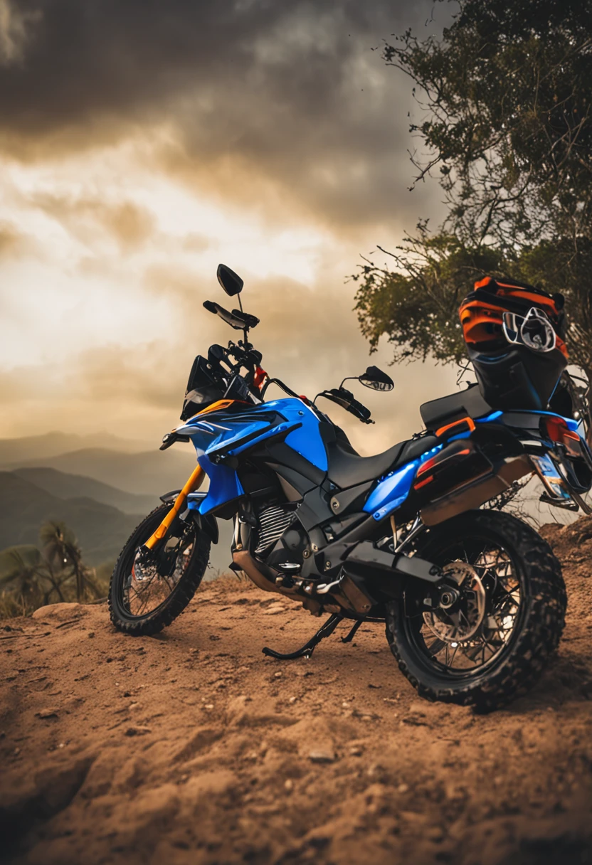 viagem de moto xre300 nas montanhas close