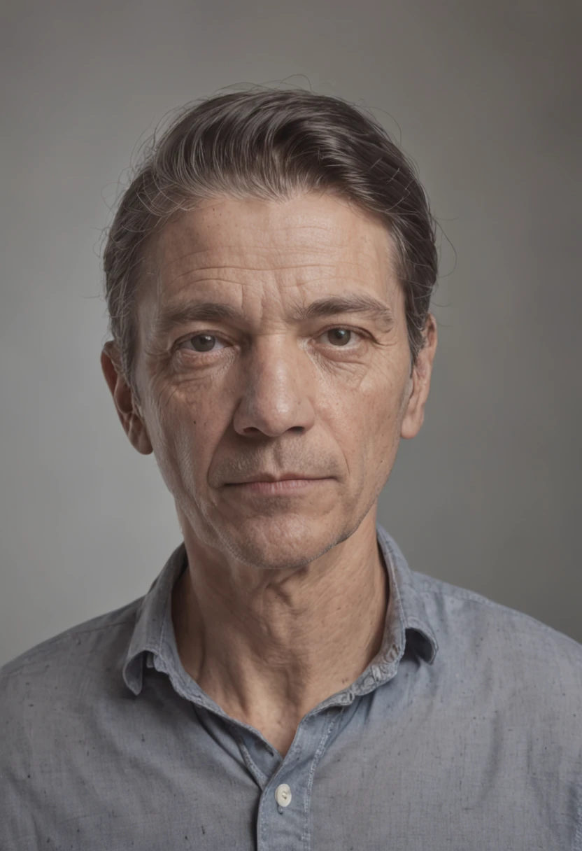 1homem, idade de 25 anos, 8k UHD, DSLR, grain of film, Pintura fotorrealista, em uma sala de estar, ((Auto retrato de rosto frontal, 24 mm, (((foco nítido:1.5))), (((profundidade de nitidez:1.5))), (fotorrealista:1.5), (textura da pele:1.38), cinemactic, hiperdetalhado,