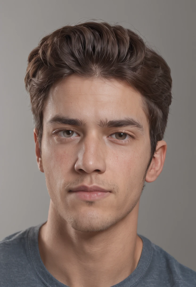 1homem, idade de 20 anos, 8k UHD, DSLR, grain of film, Pintura fotorrealista, em uma sala de estar, ((Auto retrato de rosto frontal)), ((rosto gordo, homem gordo)), ((corte de cabelo raspado lateral)), 24 mm, (((foco nítido:1.5))), (((profundidade de nitidez:1.5))), (fotorrealista:1.5), (textura da pele:1.38), cinemactic, hiperdetalhado,