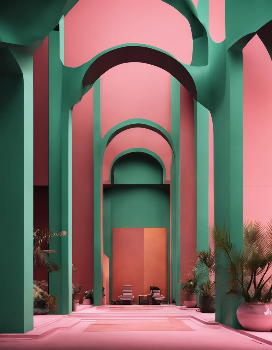 "A wall in the style of Ricardo Bofill."