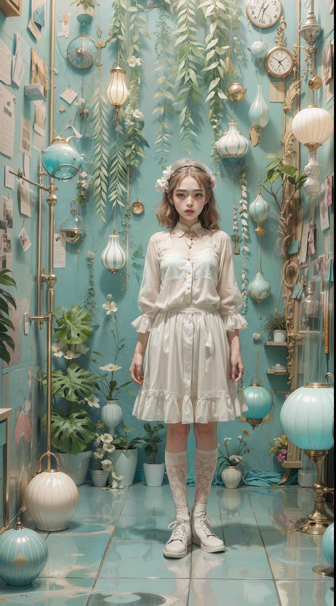 girl with(Solo)、Photo、Fantastical、(Loretta Luxe:1.3)、PastelColors:0.6、hitornfreckles、surrealism:1.1、highcontrast、ultra-detailliert、8K、