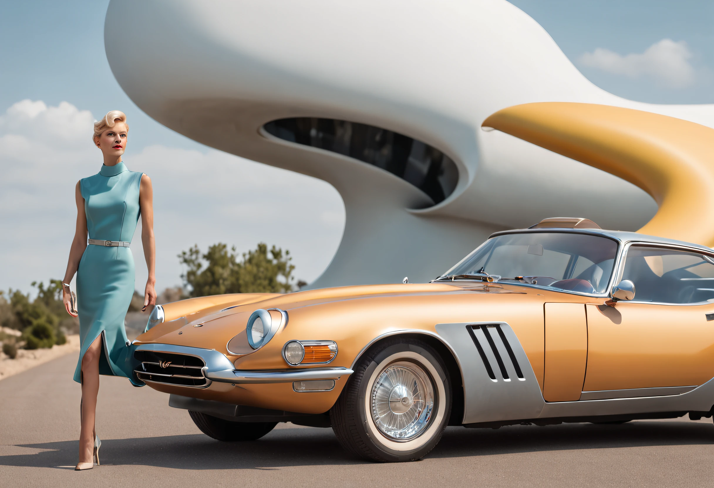 (((O cartaz dos Jetsons))), Personagem pai de George Jetson, ((arquitetura futurista)), ((living)), ((carro voador)), greg rutkowski octane render, Octane CGsociety retro future, fotografia de alta moda, Vogue Italy, lente amarela futurista, editorial de moda, Photographed on Hasselblad H4D 200MS Digital Camera, (((ultra realistic))), (((super detalhado))), Foto Natural, filmed on a professional camera, Corte nos EUA, HDR, 16k,