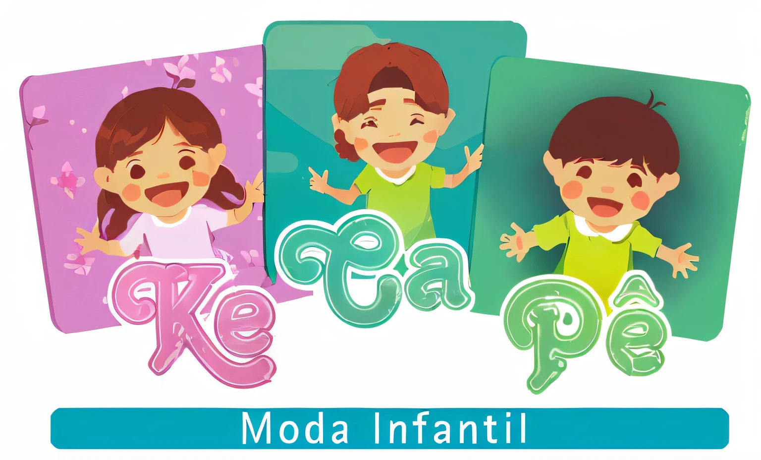 A closeup of three children with different expressions on a white background, 10., Banner, cabrito, by Amelia Peláez, Bolo, Um dia de paz, children illustration, Feito em Adobe Illustrator, Directed by: Nandor Soldier, Kawaai, Panting, inspired by Károly Ferradura, digital illustation, Logo, Logo