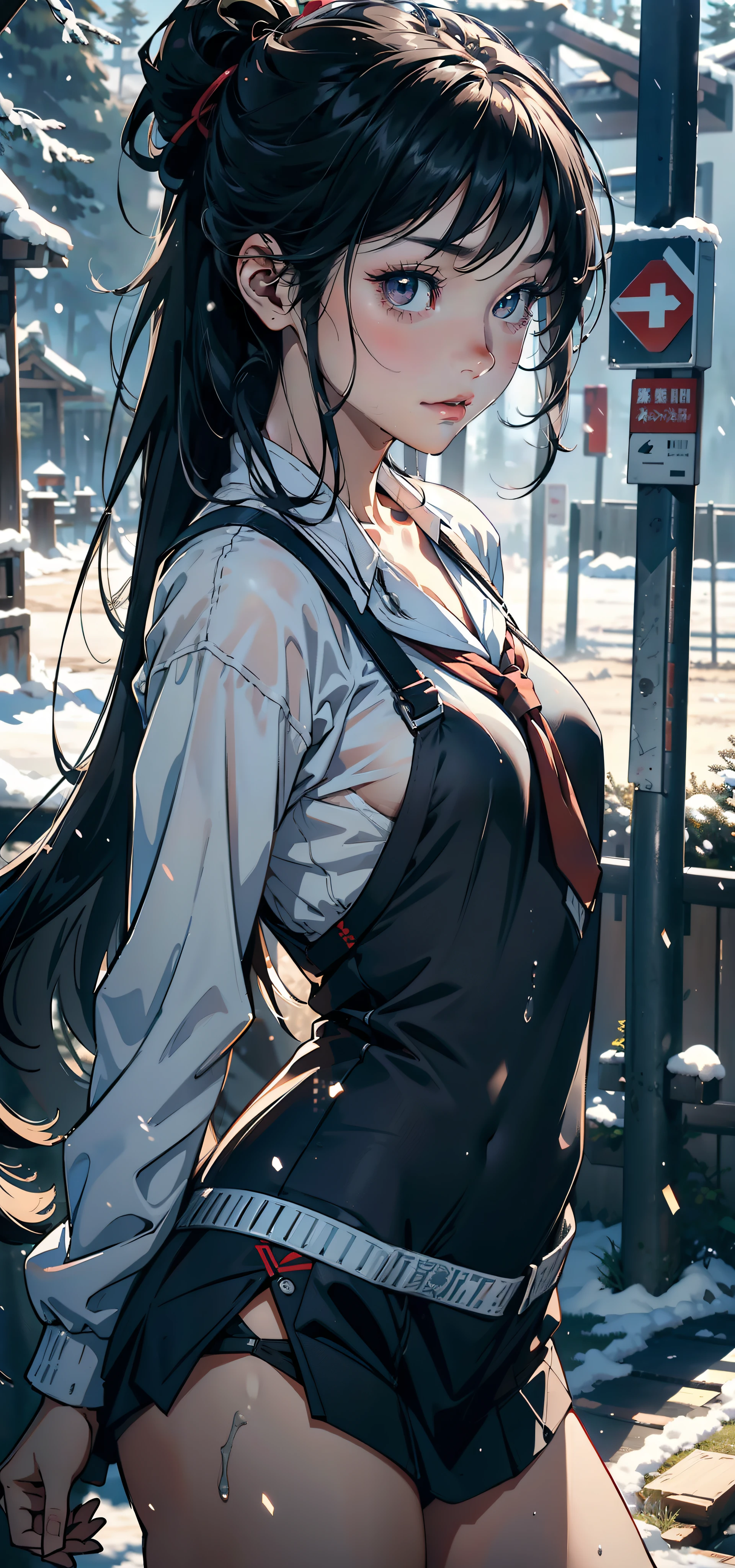 1female,,bit girl,super adorable,smallunderboob,Pornographic exposure, 独奏,(Background with:hilltop,coniferous forest,at winter season,Snow on the ground,exteriors) Feel free to hairstyle,Stride,Sweat profusely,drenched all over the body,seen from the front,Long black hair , mostly cloudy sky,(((tmasterpiece),(Very detailed CG unity 8K wallpaper),best qualtiy,cinmatic lighting,detailed back ground,beatiful detailed eyes,Bright pupils,(Very fine and beautiful),(Beautiful and detailed eye description),ultra - detailed,tmasterpiece,)),face to the viewer,frontage,A high resolution,ultra - detailed)nakeness,Wipe off panties,revealing breasts,Bare genitalia, Bulge,Camel toes,Raised sexy,Lewd expression,Flushed complexion,Open-mouthed,frontage,elementary student,(Wearing:Expose elementary school uniforms)