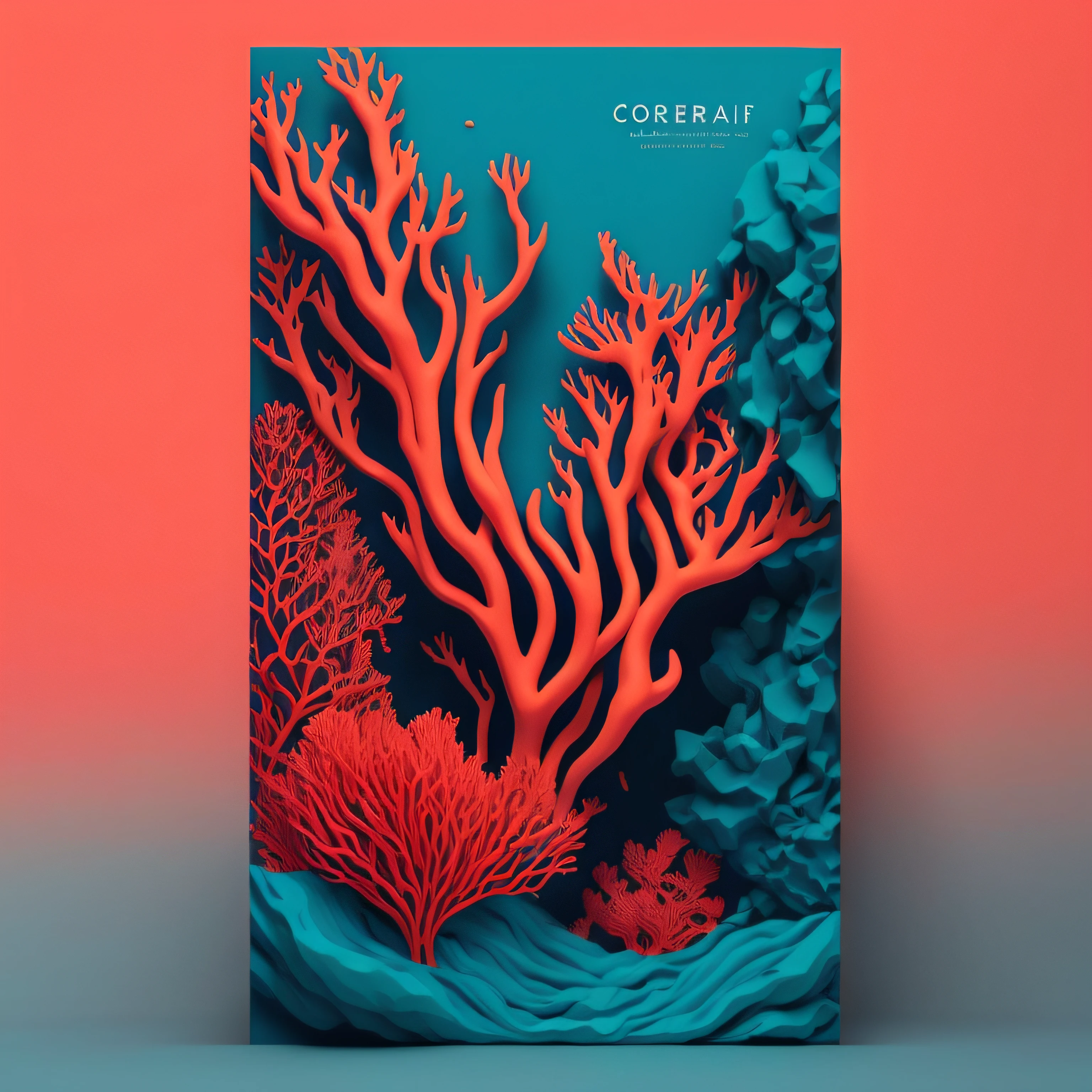 um close up de uma capa de livro com corais e algas, trend on behance 3d art, trend on behance 3d art, coral, Coral Vermelho, recife de coral, Corais, corais vibrantes, 3d matte illustration, Beeple e James Jean, Arte 3D digital detalhada, intricate 3 d illustration, coral colorido, coberto de coral