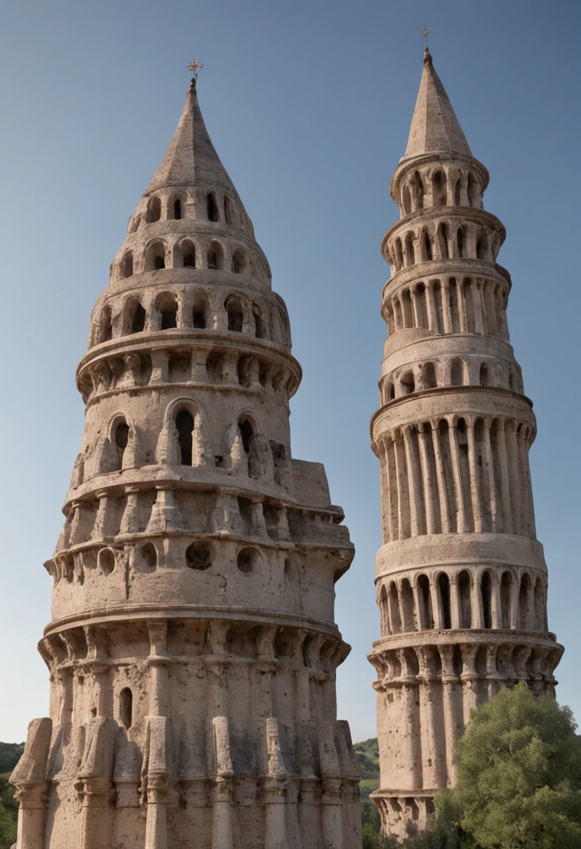 a striking architectural composition comprised of two separate tower-like structures resembling hands, their fingers intricately detailed, architectural construct, hyper detailed, 8k, 4k, HD, Ultra quality, masterpiece. towers hands like, towers like hands