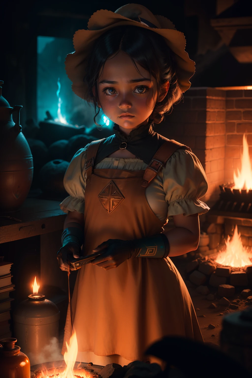 /imagine prompt: extremely closeup of dust girl, professional photography --ar 16:9 --q 2:: 1800s::1 lava glow::1 DSLR::1 diego rivera::1 cyan::1 magma::1 defocus::-0.5 --v 4