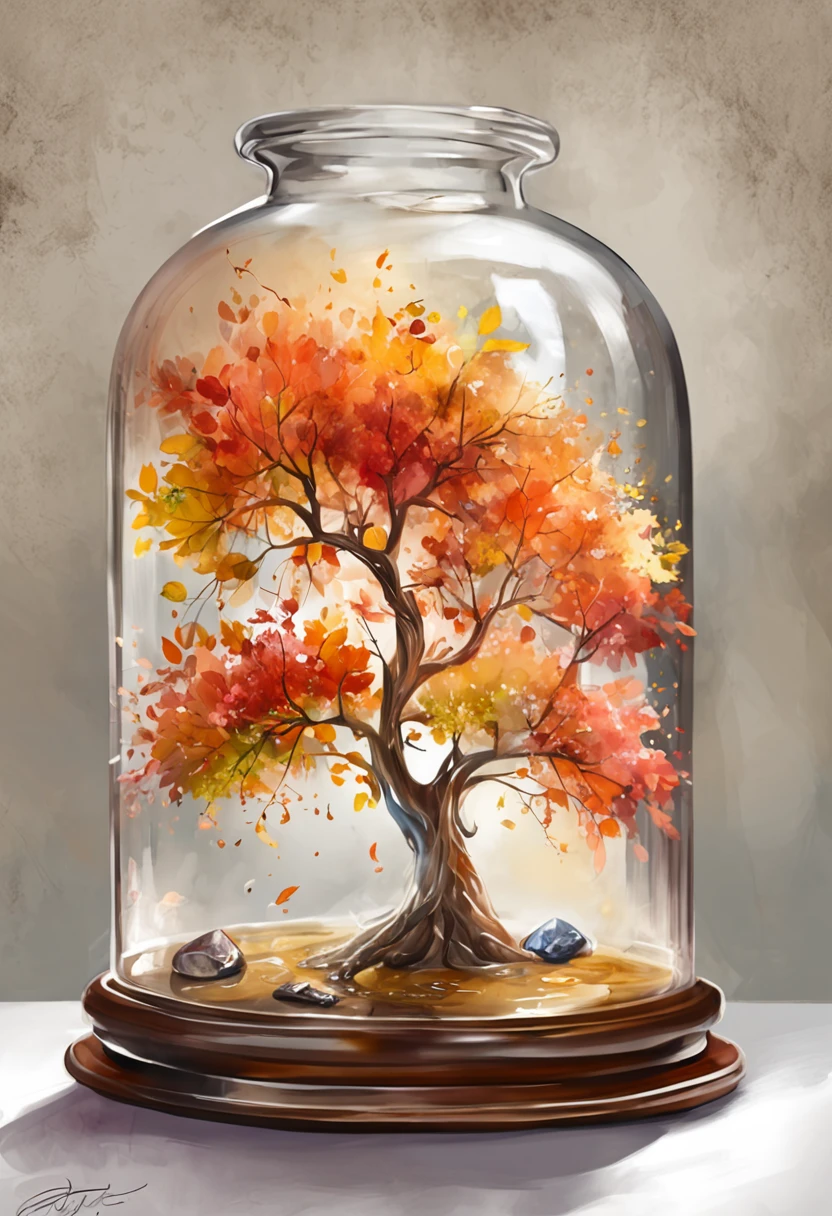 dreamlikeart tree in a bottle, fluffy, realistic, photo, canon, dreamlike, art, colorfull leaves and branches with flowers on top of its head. hyperdetailed photorealism by greg rutkowski - h 1024 w 804 | f 1 6 lens mark 2:2 s 3555 mm film grain :1 lifelike high res sharp focus contrast!! intricate detailed atmospheric light refraction lighting unreal engine 5 cinematic concept photography masterpiece octane render trending at cgsociety rendered as