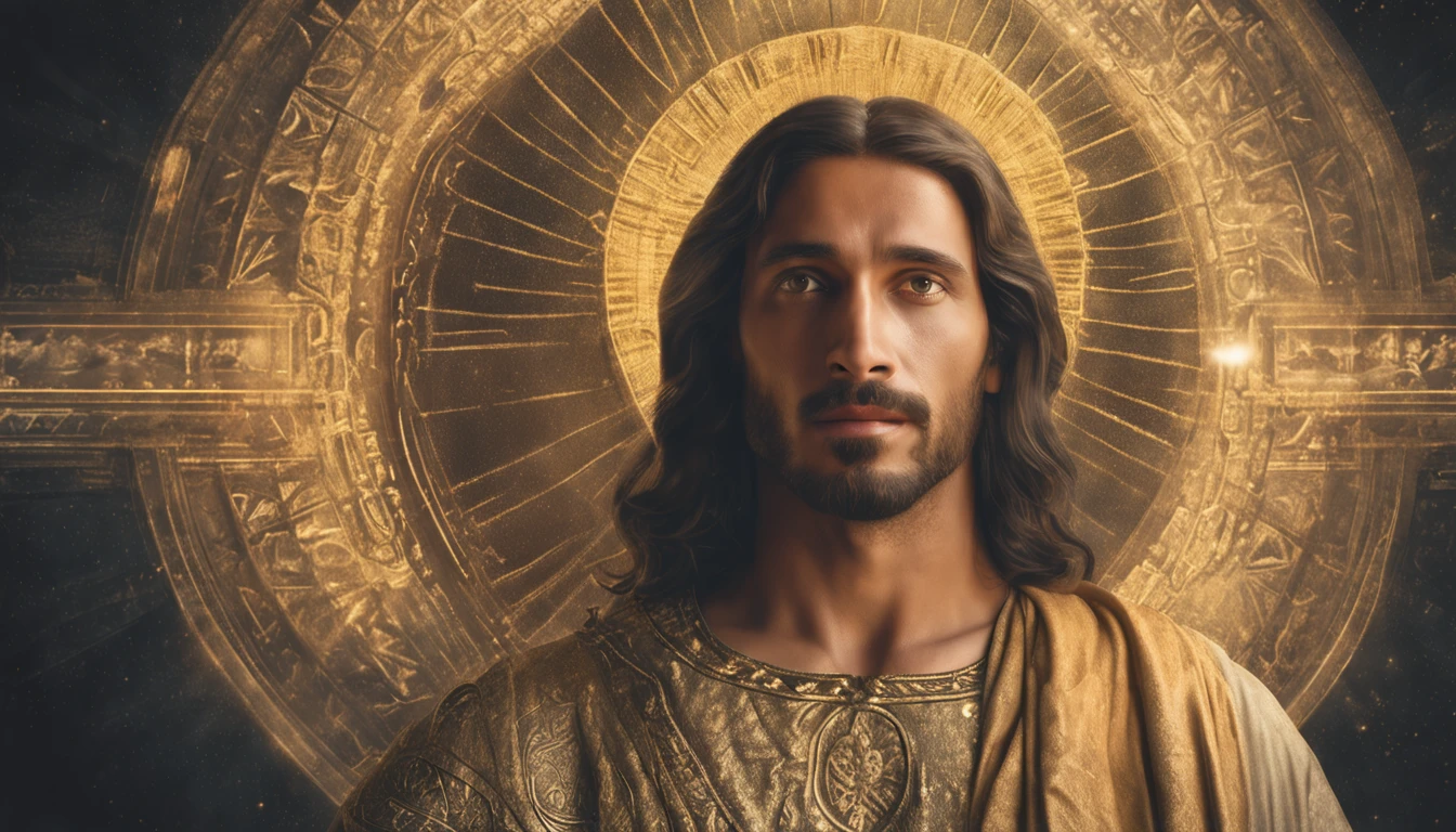 Nesta cena, Jesus is portrayed in heaven, irradiando divindade e serenidade. The atmosphere is ethereal, com suaves raios de luz iluminando os arredores. The composition is carefully framed, capturando Jesus no centro, surrounded by a heavenly scenery. The camera zooms in to capture every intricate detail, showing the divine characteristics and expression of Jesus. His eyes reflect compassion and wisdom, enquanto seu sorriso sereno exala paz e amor. Dramatic lighting increases the depth and mood of the scene, creating a sense of wonder and reverence. The image is captured with an ultra-detailed camera, garantindo que cada nuance e textura seja fielmente reproduzida. Resolution is set to 8K, proporcionando clareza e realismo impressionantes. Photorealistic rendering brings Jesus to life, capturing the essence of your presence in a tangible and compelling way. The ratio is set to 4:3, allowing a balanced and classic composition. The version used is Midjourney 5.2, Leveraging the latest advances in imaging technology. Camera settings are set to automatic, optimizing exposure and focus to capture the scene in its utmost beauty. No geral, the scene depicts Jesus in all his glory, conveying a sense of divine presence and peace. The combination of ultra-detailed photography, Dramatic lighting and high-resolution rendering creates a visually stunning and emotionally resonant depiction of Jesus in heaven.