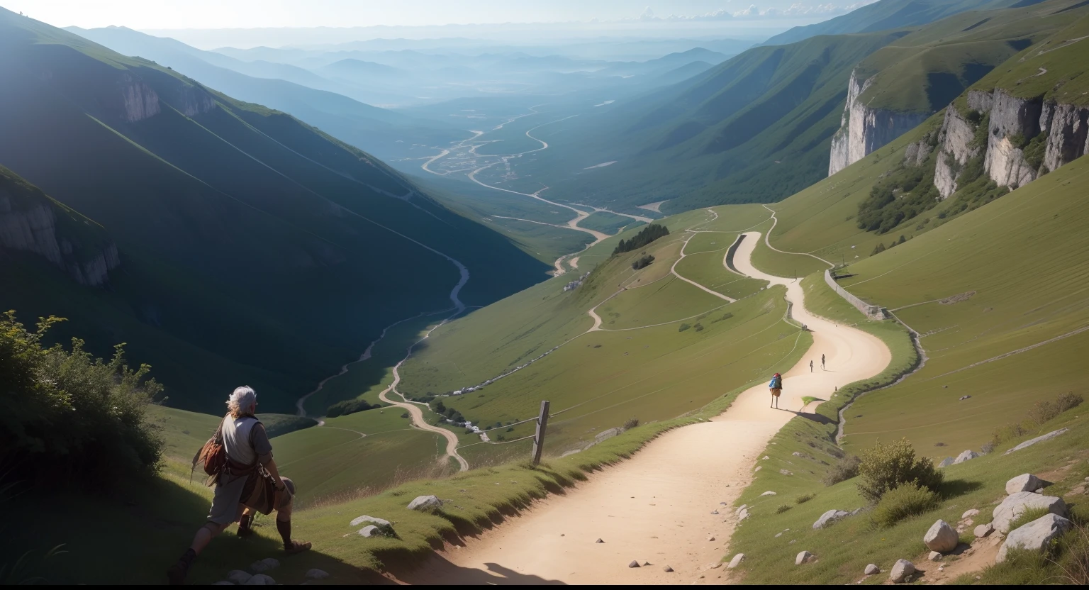 Leo partiu ao amanhecer, treading a steep path to the top of the mountain, where an old sage named Aelius was known to dwell.