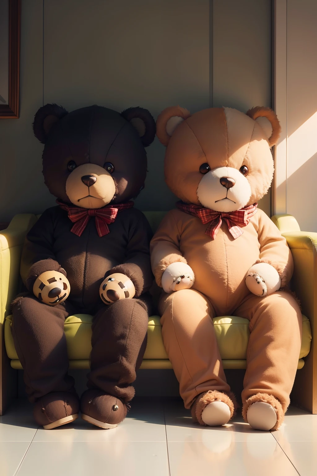 2Image of teddy bears sitting opposite each other
