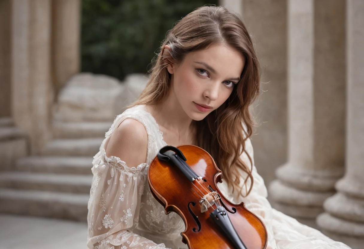 (((violino stradivarius)))), orquestra, (((mulher tocando violino close))), (((Royal Opera House))), brilho em instrumentos, fotografia de alta moda, Vogue Italy, lente amarela futurista, Editorial de Moda, shot on Hasselblad H4D 200MS Digital Camera, (((ultra realistic))), (((super detalhado))), foto natural, filmed on a professional camera, Corte nos EUA, HDR, 16k,
